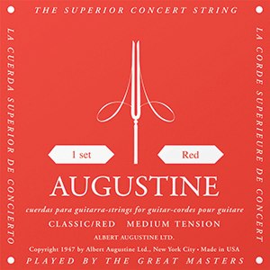 Augustine Red Medium Tension Classical Guitar Strings - Premium Nylon Strings for Classical & Flamenco Guitar - Perfect for Performances, Practice & Recording