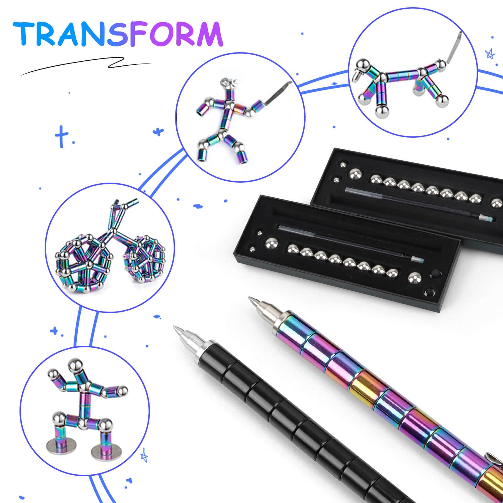 2-Pack Magnetic Fidget Toys for Kids Ages 8-12 - Stress Relief Sensory Toys for Boys & Girls | Fun Classroom & Office Desk Gadgets | Cool Birthday Gifts for 12 Year Old Teens