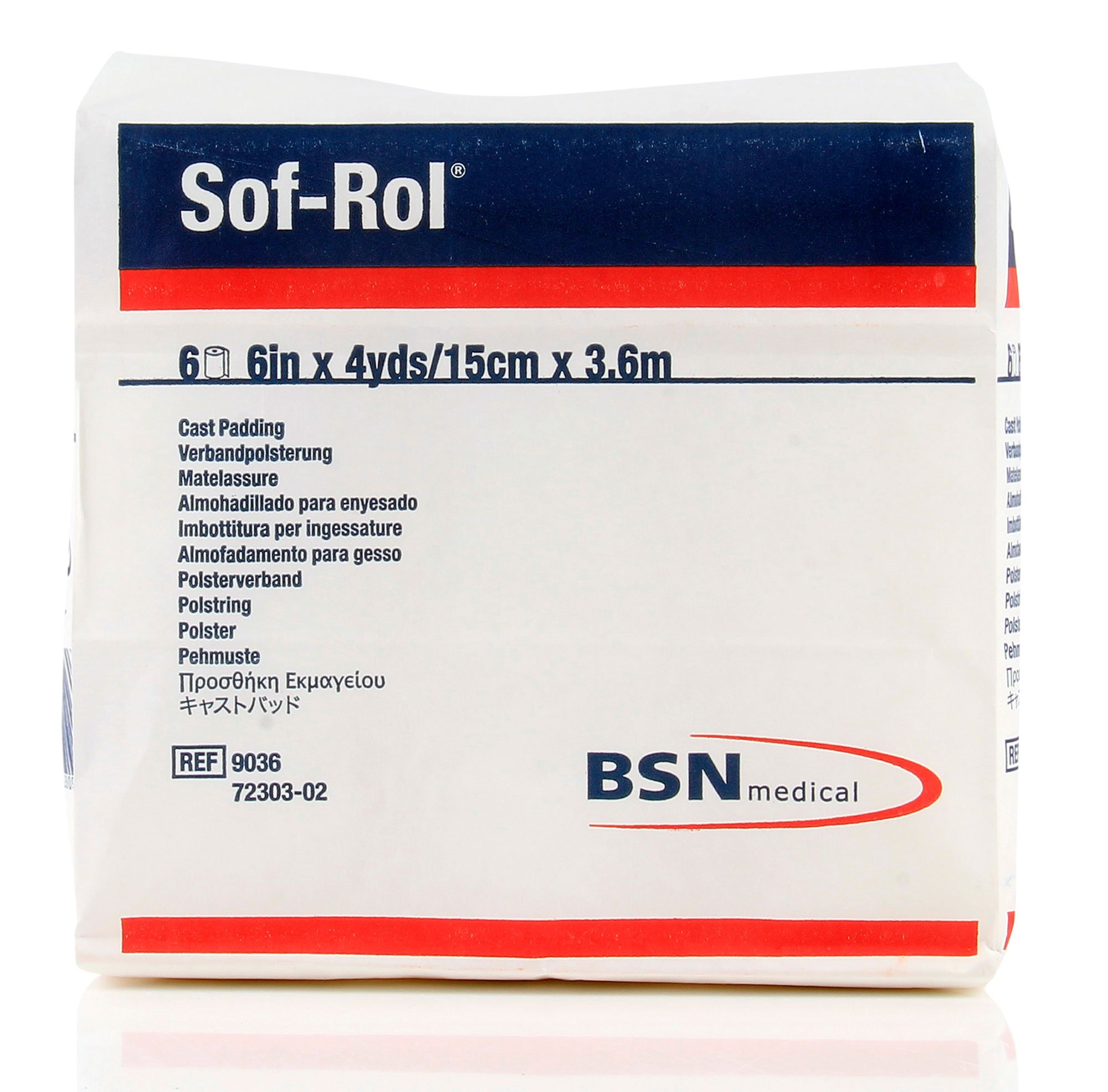 BSN 9036 6-Inch x 4-Yard Sof-Rol Cast Padding Synthetic Rayon Roll - 6 Rolls per Bag for First Aid, Wound Care & Medical Bandage Wrapping