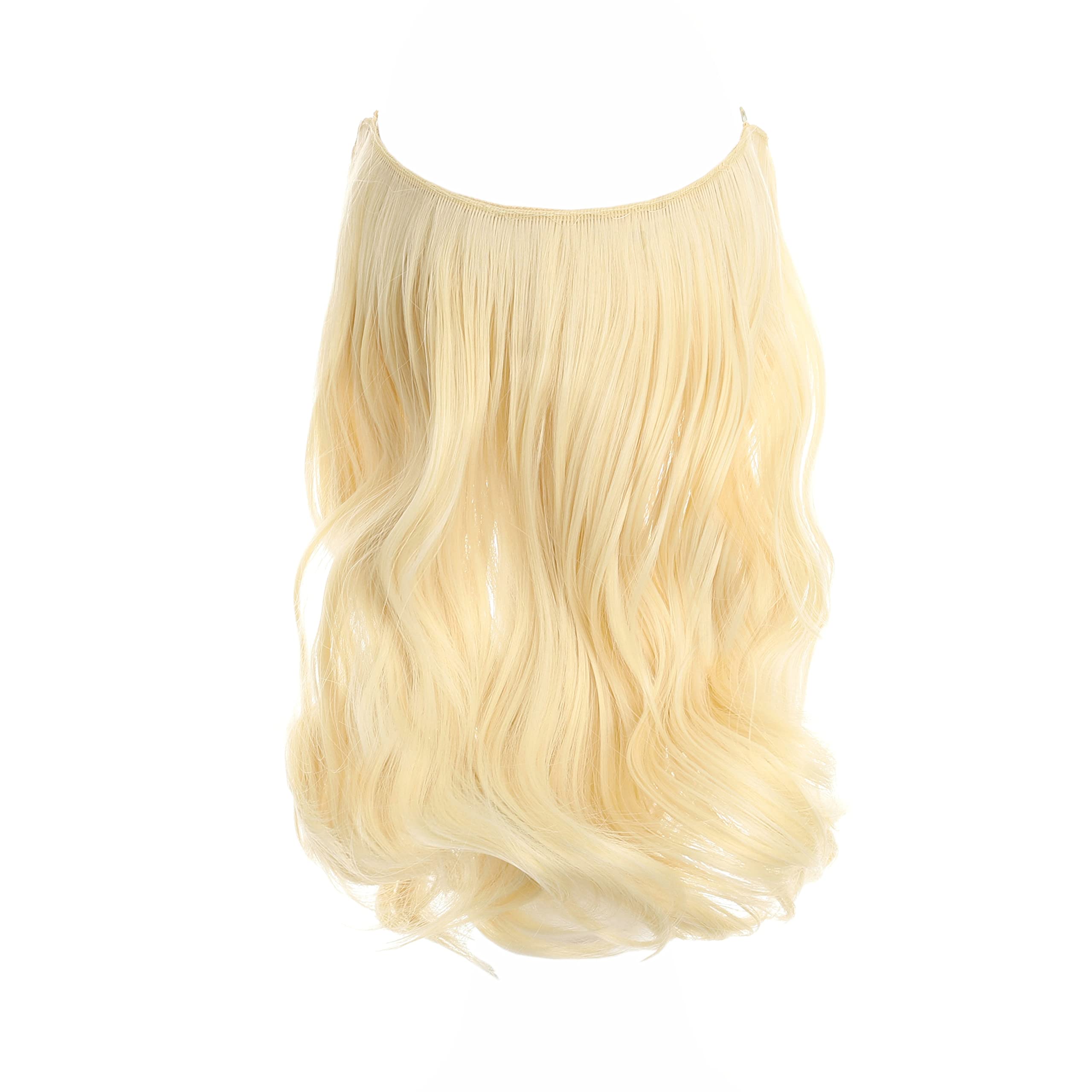 Invisible Wire Hair Extensions - Transparent Adjustable Hairpiece with 4 Secure Clips | 14 Inch Long Wavy Curly Hair for Women | Perfect for Parties, Weddings & Daily Styling