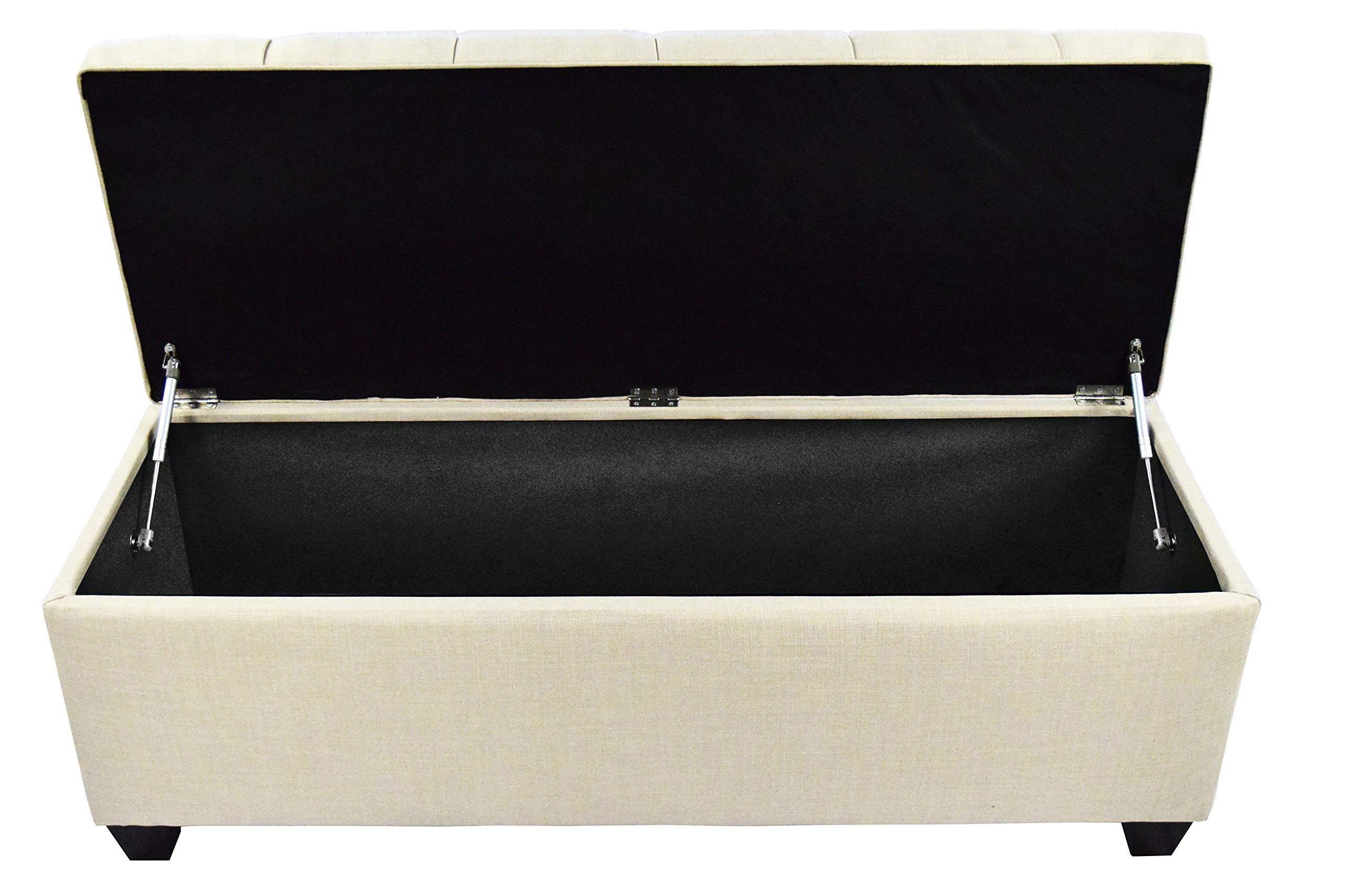 MJL Furniture Designs HJM100 Upholstered Storage Bench with Lift Top, Beige - Perfect for Entryway, Bedroom, or Living Room Organization