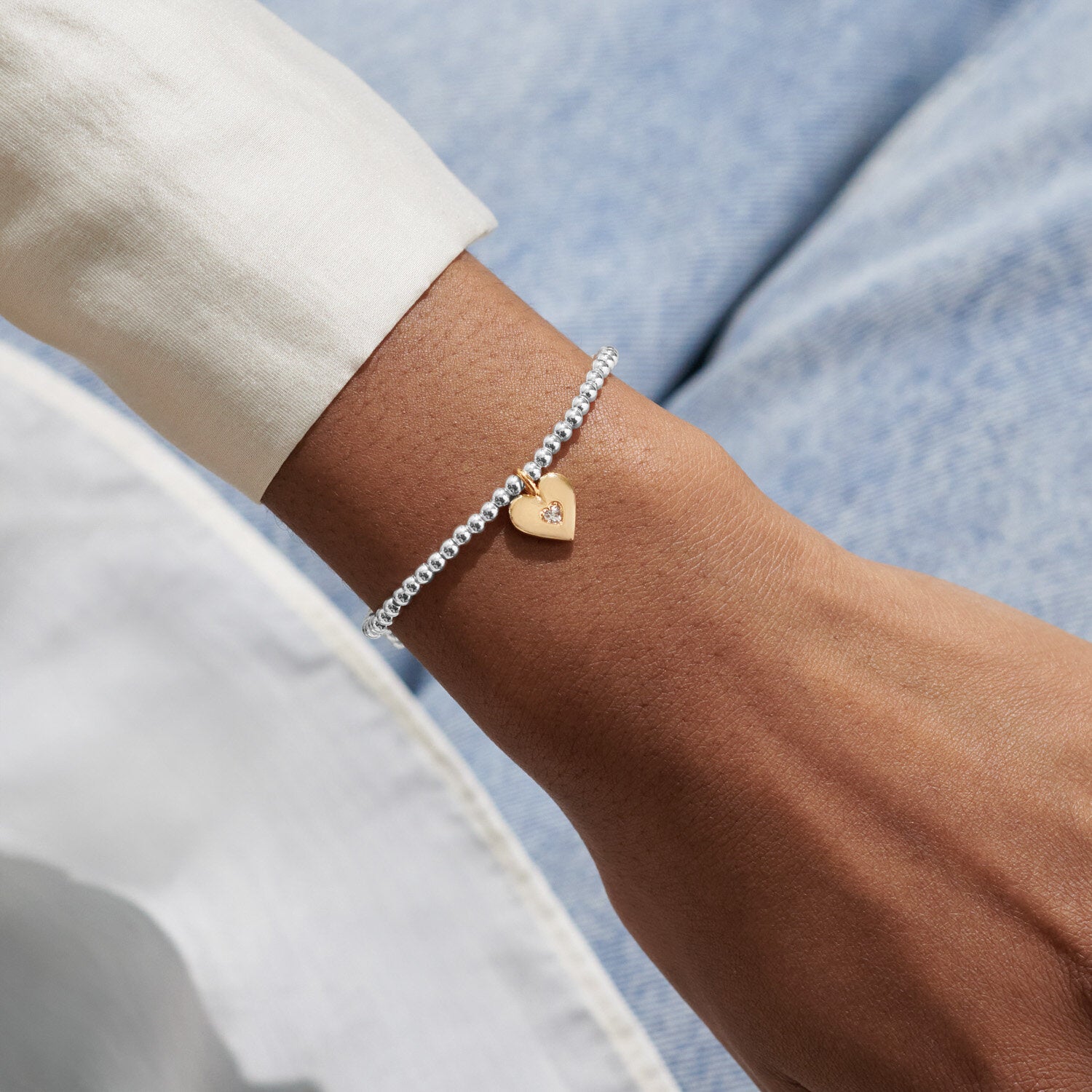 Joma Jewellery Bracelet - A Little Love You with All My Heart | Sterling Silver Heart Charm Bracelet for Women | Perfect Gift for Valentine's Day, Anniversary & Mother's Day