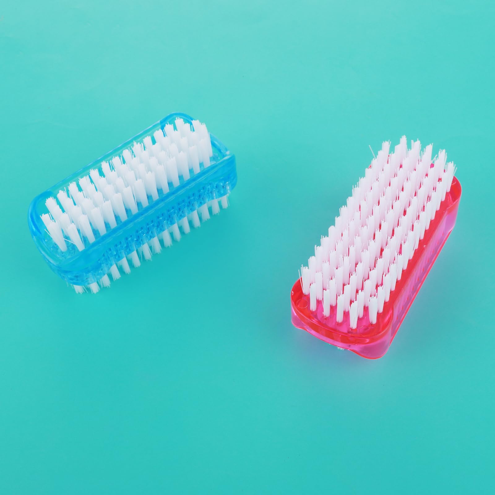 Double Sided Nail Clean Up Brush with Stiff Nylon Bristles - Professional Cuticle & Nail Cleaning Tool for Manicures & Pedicures - Perfect for Men & Women (2 Pack, Red & Blue) - Ideal for Salon, Home & Travel Nail Care