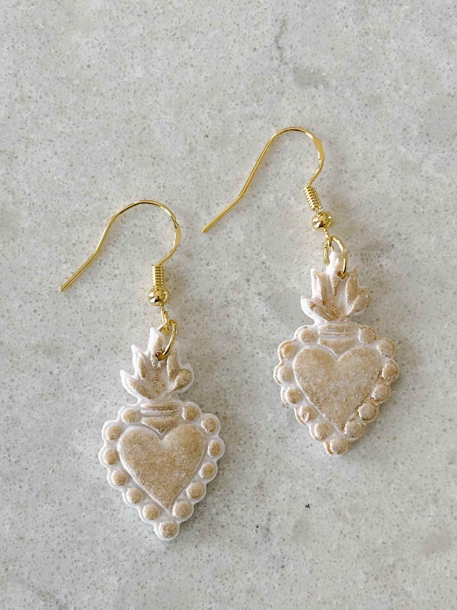 Handmade Sacred Heart Earrings - Sterling Silver Religious Jewelry for Women - Perfect Gift for Baptism, First Communion & Everyday Wear