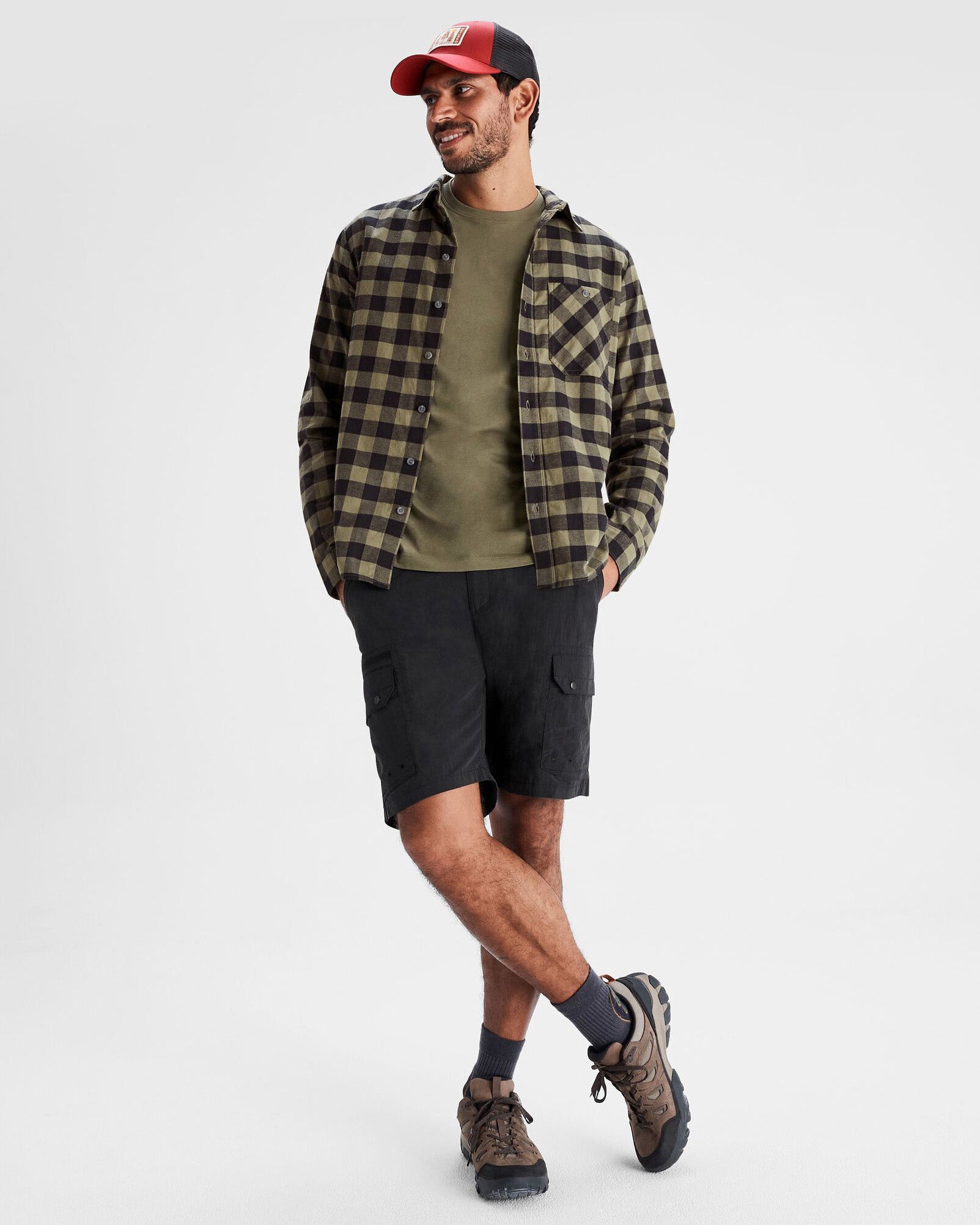 Men's Fyfe Flannel Shirt - Light Moss Gingham Checkered Plaid Shirt for Men | Casual Outdoor Wear & Fall Layering