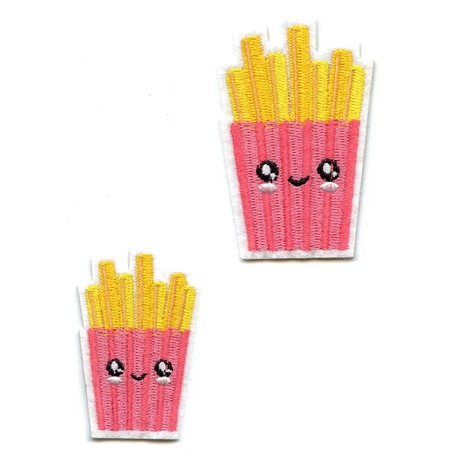Kawaii French Fries Iron On Patches - 2PC Embroidered Fried Potato Appliques for DIY Clothing, Bags & Backpacks - Perfect for Cosplay, Fashion & Craft Projects
