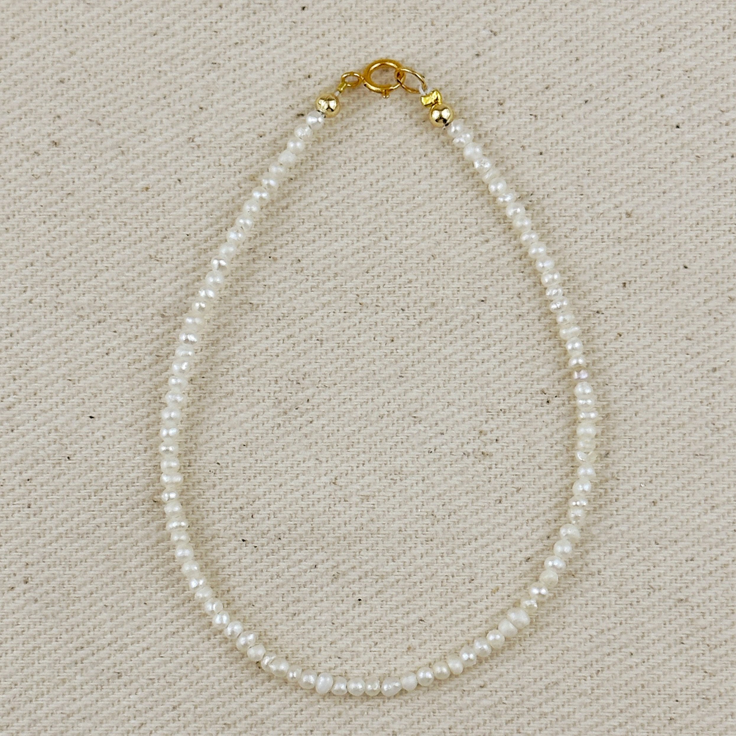 9K Gold Micro Freshwater Pearl Anklet - Elegant & Dainty Ankle Bracelet for Women, Perfect for Weddings, Beach Vacations & Everyday Wear