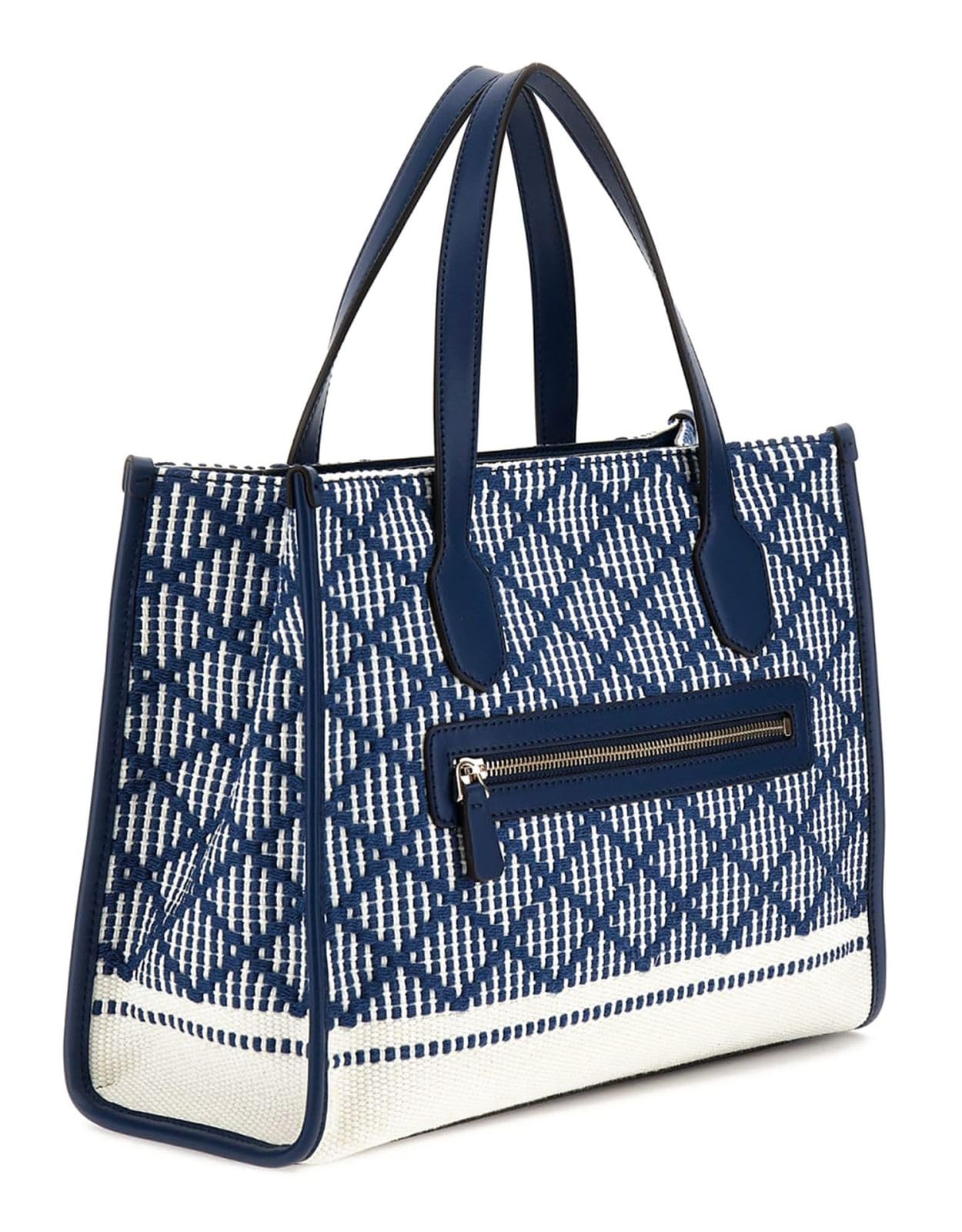 GUESS Silvana Double Compartment Tote Bag for Women - Navy Multi Color Large Work Tote - Perfect for Office, Travel & Everyday Use