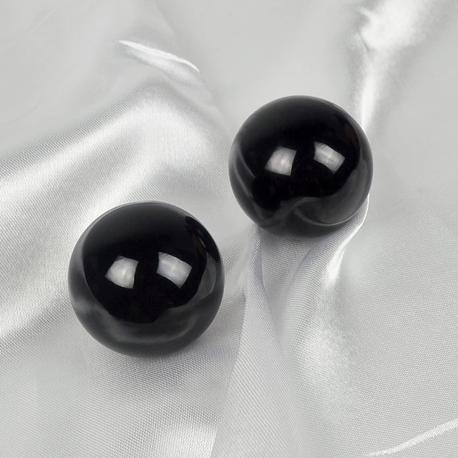 1.57 Inch Feng Shui Stone Baoding Balls - Chinese Health Exercise Stress Relief Balls with Gift Box (Black) - Perfect for Meditation, Hand Therapy, and Office Desk Decor