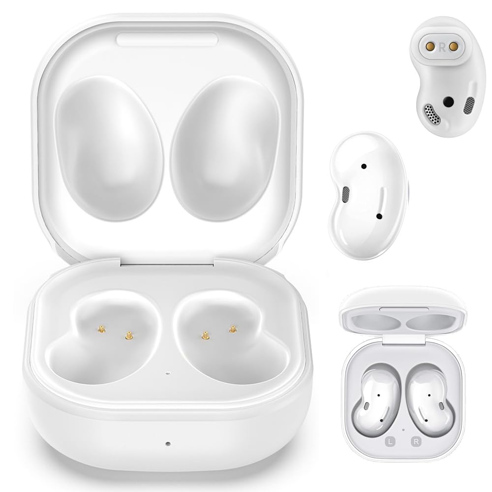 Kissmart Replacement Charging Case for Samsung Galaxy Buds Live - Wired Charger Dock Station Compatible with Galaxy Buds Live Wireless Bluetooth 5.0 Earbuds (White) | Perfect for Travel, Workout & Daily Use