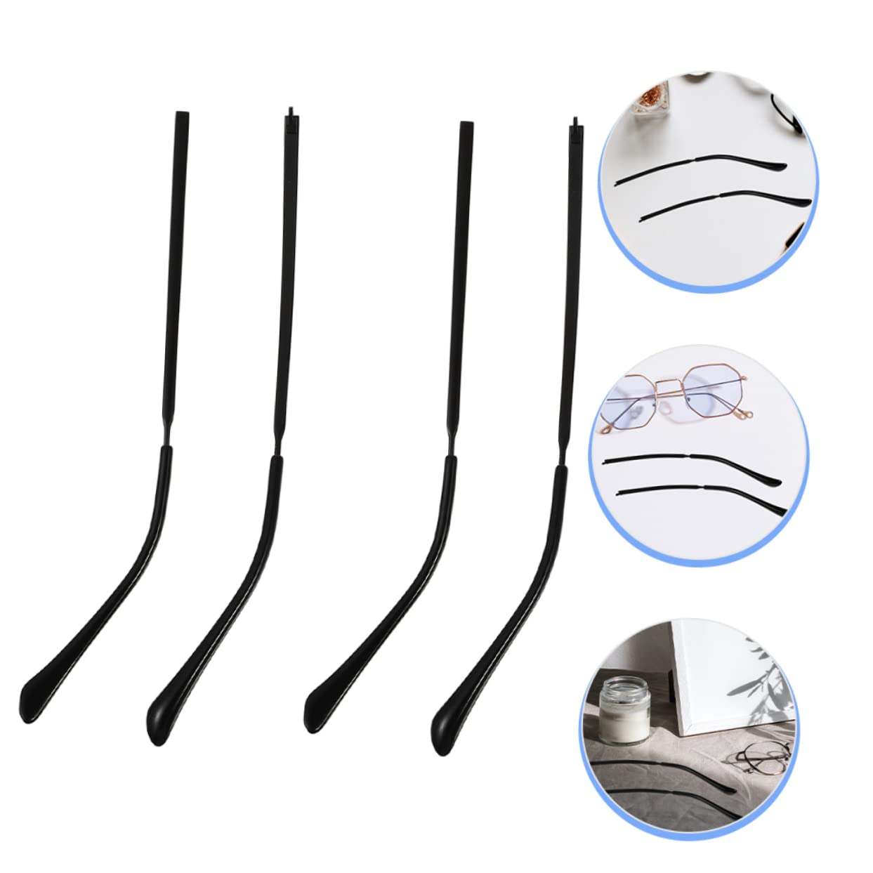 KOMBIUDA 2 Pairs Glasses Repair Kit - Metal Glasses Hinge & Temple Replacement for Unisex Sunglasses & Eyewear | Durable Glasses Arm Legs for Broken Frame Fix | Perfect for Travel, Home & Office Eyewear Maintenance