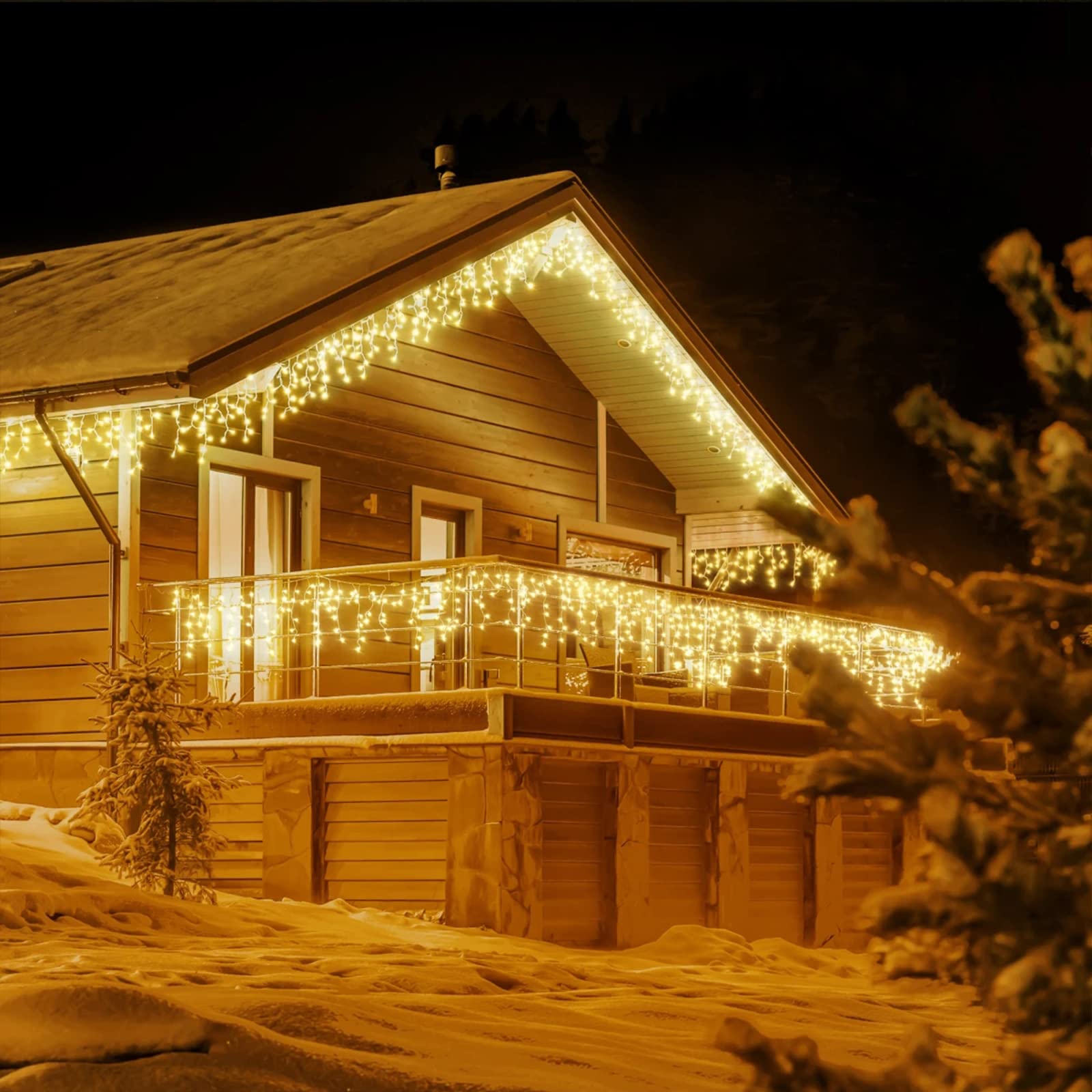 JMEXSUSS 200 LED Icicle Lights - 8 Modes Indoor/Outdoor Christmas String Lights, Warm White Waterproof Holiday Decor for Xmas Tree, Roof, Wedding, Party, Home & Room Decoration | Perfect for Winter Holidays, Garden, Patio and Festive Events