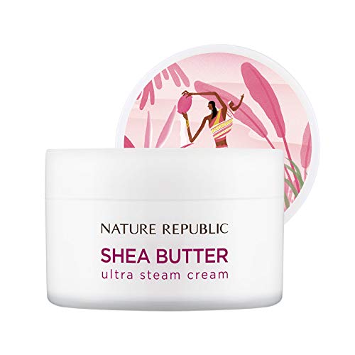 Nature Republic Shea Butter Steam Cream Ultra - 100ml / 3.38oz Deep Hydrating Moisturizer for Dry Skin - Perfect for Night Care & Winter Skincare Routine