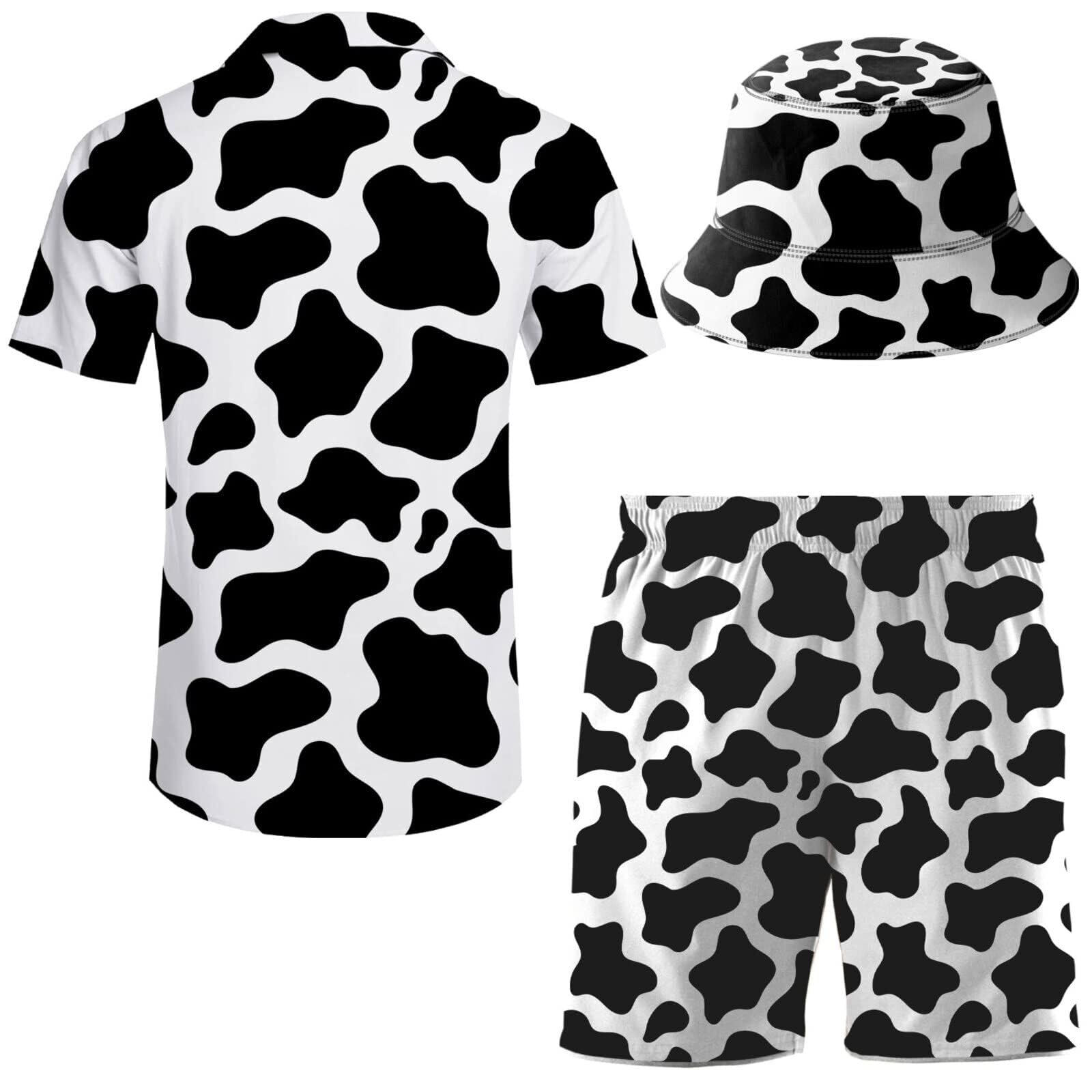 **Men's Hawaiian Print 2-Piece Tracksuit Set - Button Down Shirt & Matching Shorts with Free Bucket Hat | Breathable Summer Outfit for Beach, Vacation & Casual Wear**