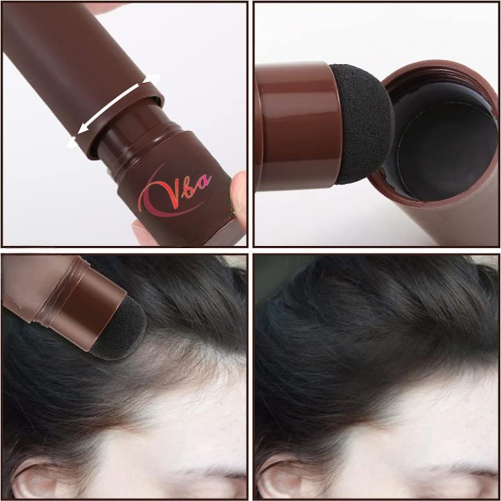 VBA Hair Shadow Powder & Hairline Powder Stick - Thinning Hair Concealer for Hair Loss, Root Touch-Up Powder to Cover Bald Spots & Hair Fall (Black, 178g) - Perfect for Daily Use, Travel & Quick Hairline Fixes