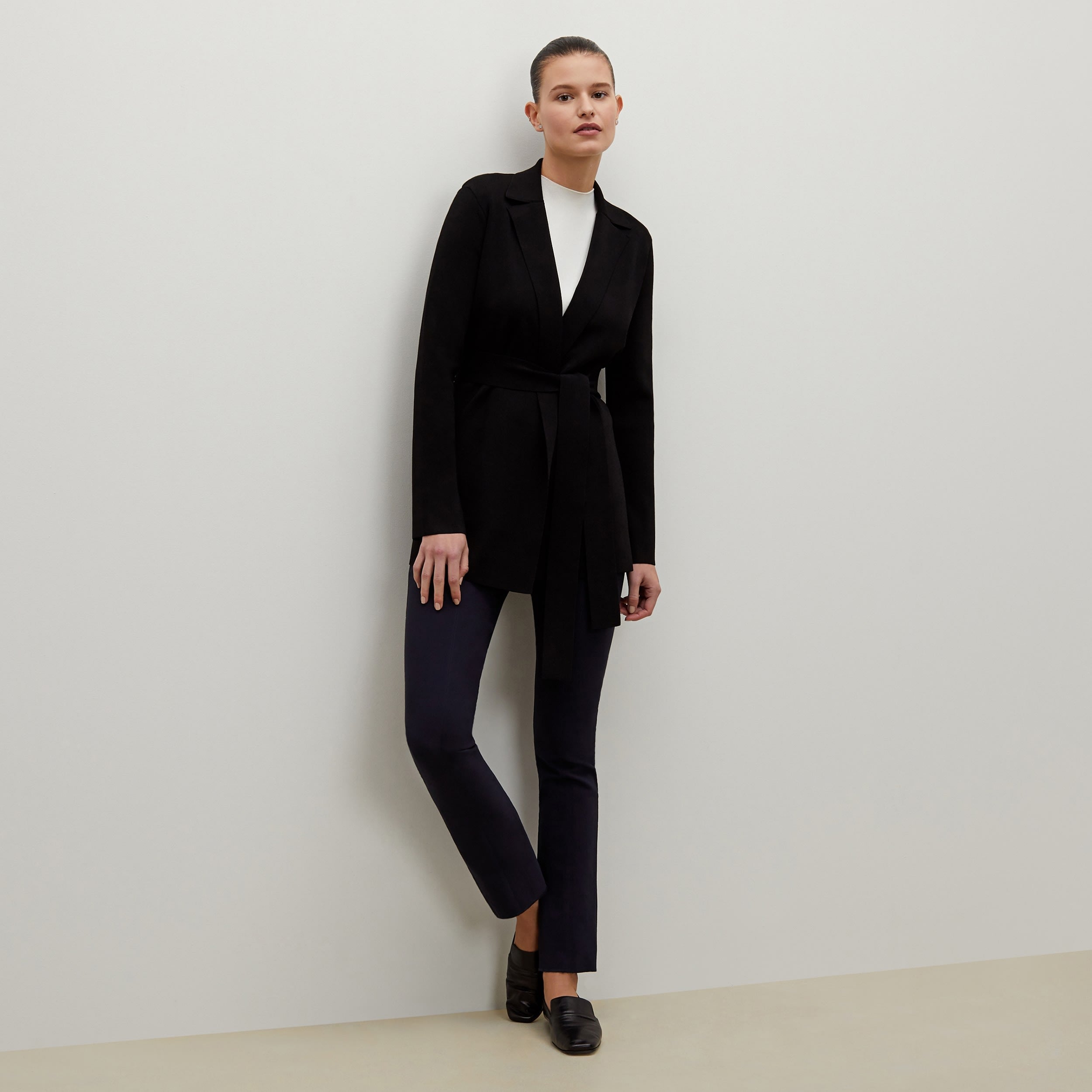 Foster Cigarette Pants for Women - High Waist PowerStretch Slim Fit Trousers in Dark Navy | Perfect for Yoga, Workouts & Casual Wear