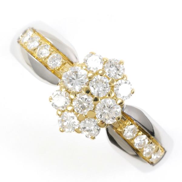 18K Yellow Gold and White Gold Diamond Ring for Women - Elegant Wedding, Engagement, Anniversary Jewelry Gift