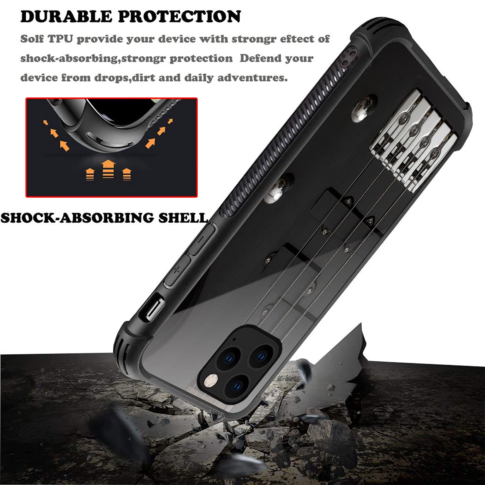 CARLOCA iPhone 13 Case - Shockproof Hard Acrylic Phone Cover with Guitar Bass Strings Black Graphic Design | Anti-Scratch Protection | Perfect for Musicians, Guitar Lovers & Music Festival Goers