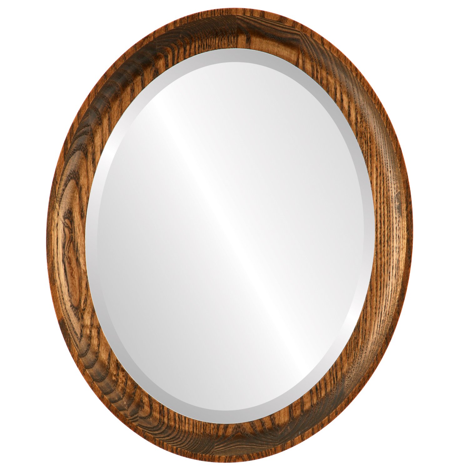 Oval Wooden Beveled Wall Mirror - Toasted Oak Frame - 18.6x22.6 Inches - Elegant Home Decor for Bathroom, Bedroom, Living Room & Hallway - Vancouver Style Mirror - Perfect for Vanity, Entryway & Wall Decor