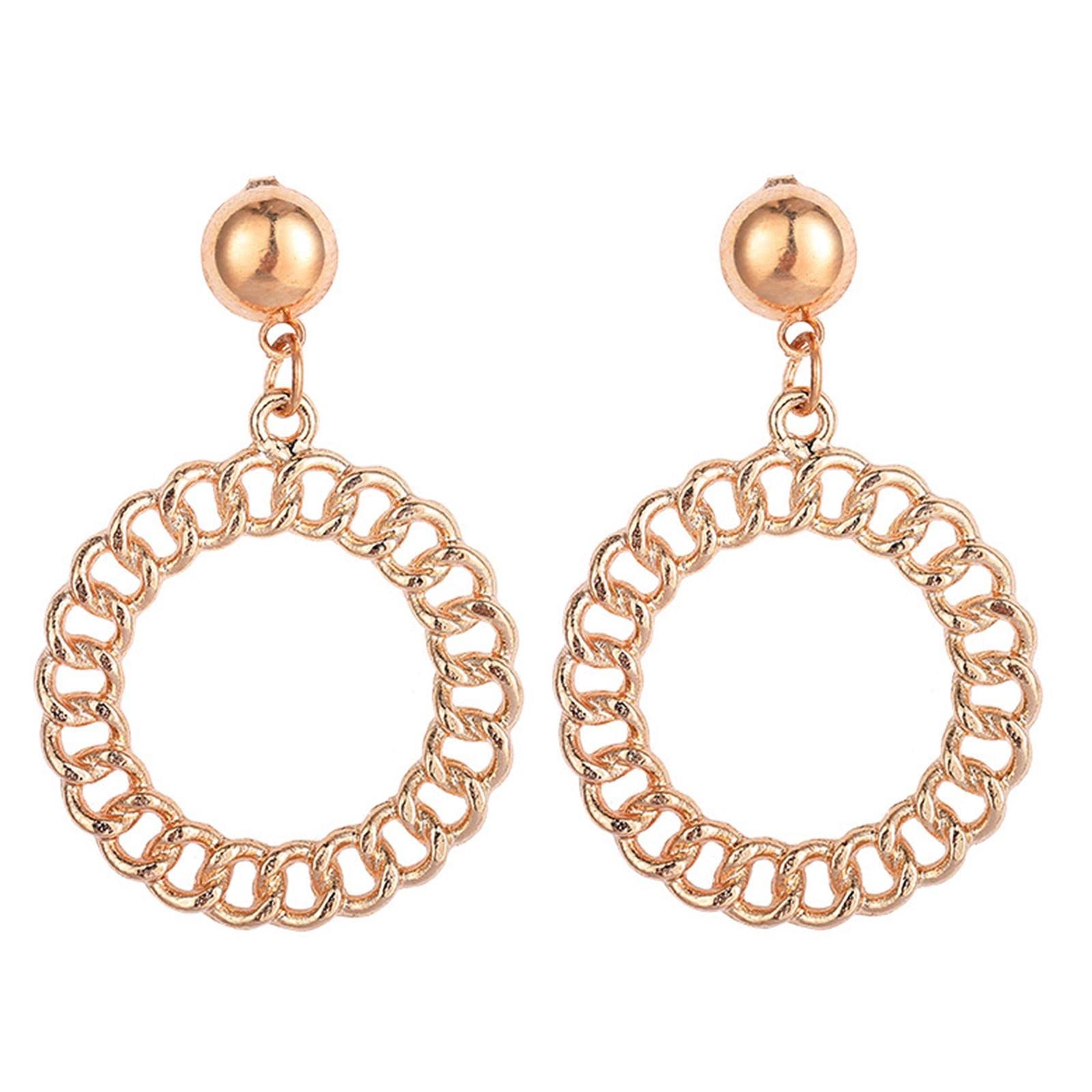 European & American Fashion Exaggerated Chain Circle Hoop Earrings for Women - Trendy Moth Earrings for Party, Date & Casual Wear