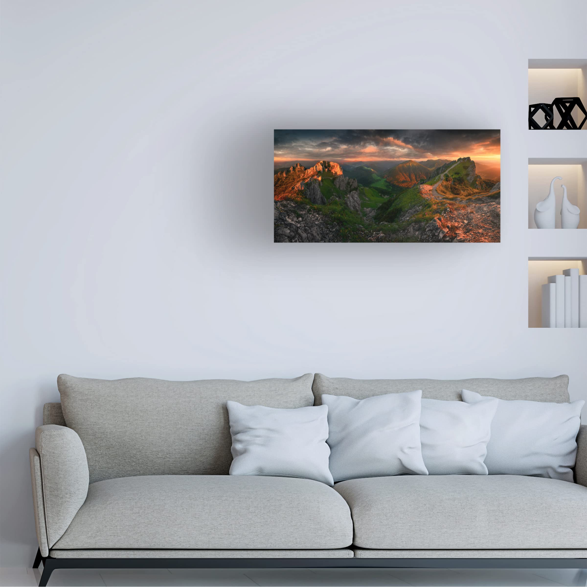 Trademark Fine Art 'Red Rocks' Canvas Wall Art by Tomasz Rojek - Stunning Landscape Painting for Living Room, Bedroom & Office Decor
