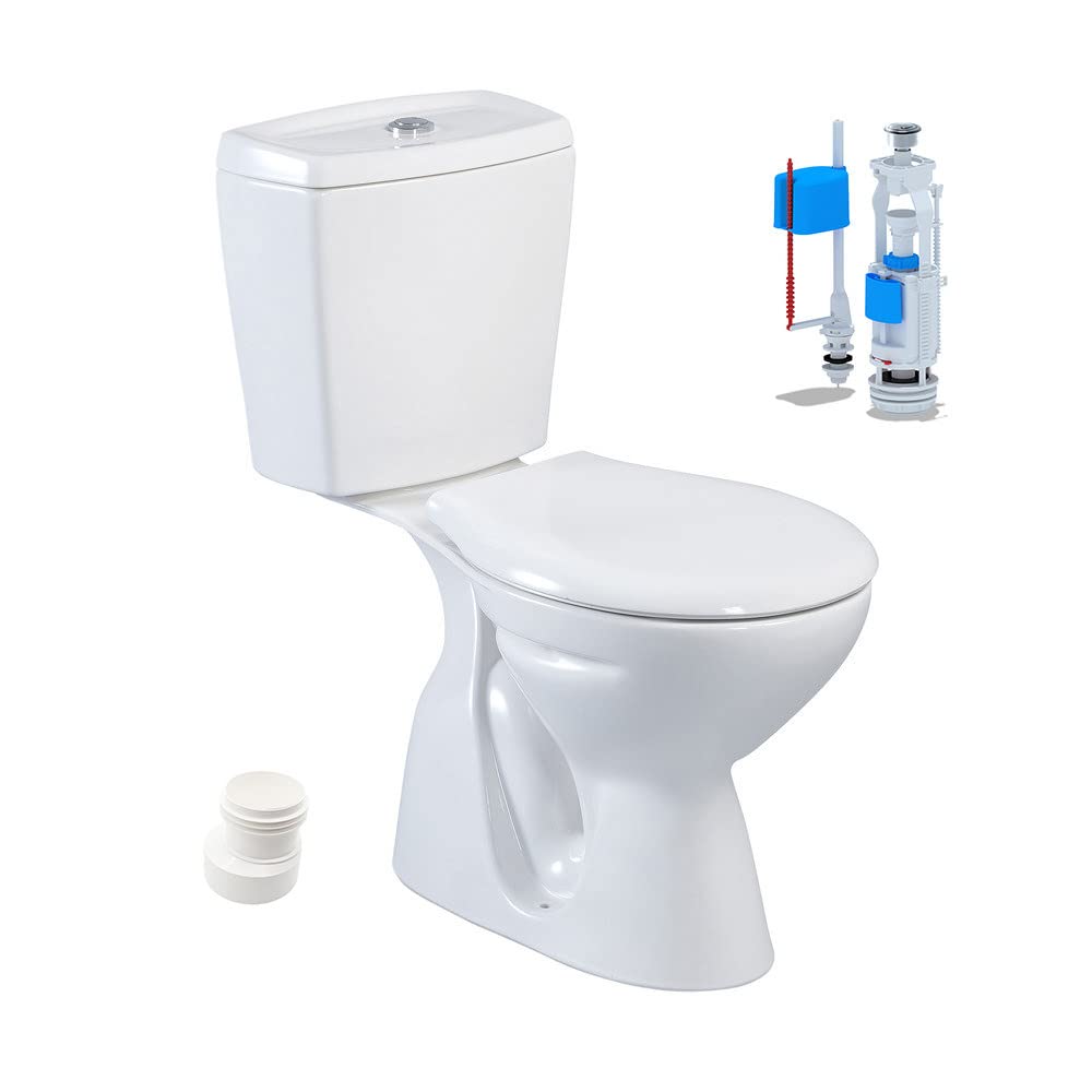 Ceramic Wall-Mounted Toilet with Soft Close Seat - Space Saving Vertical Design for Modern Bathrooms | Perfect for Small Bathrooms, Apartments & Contemporary Homes