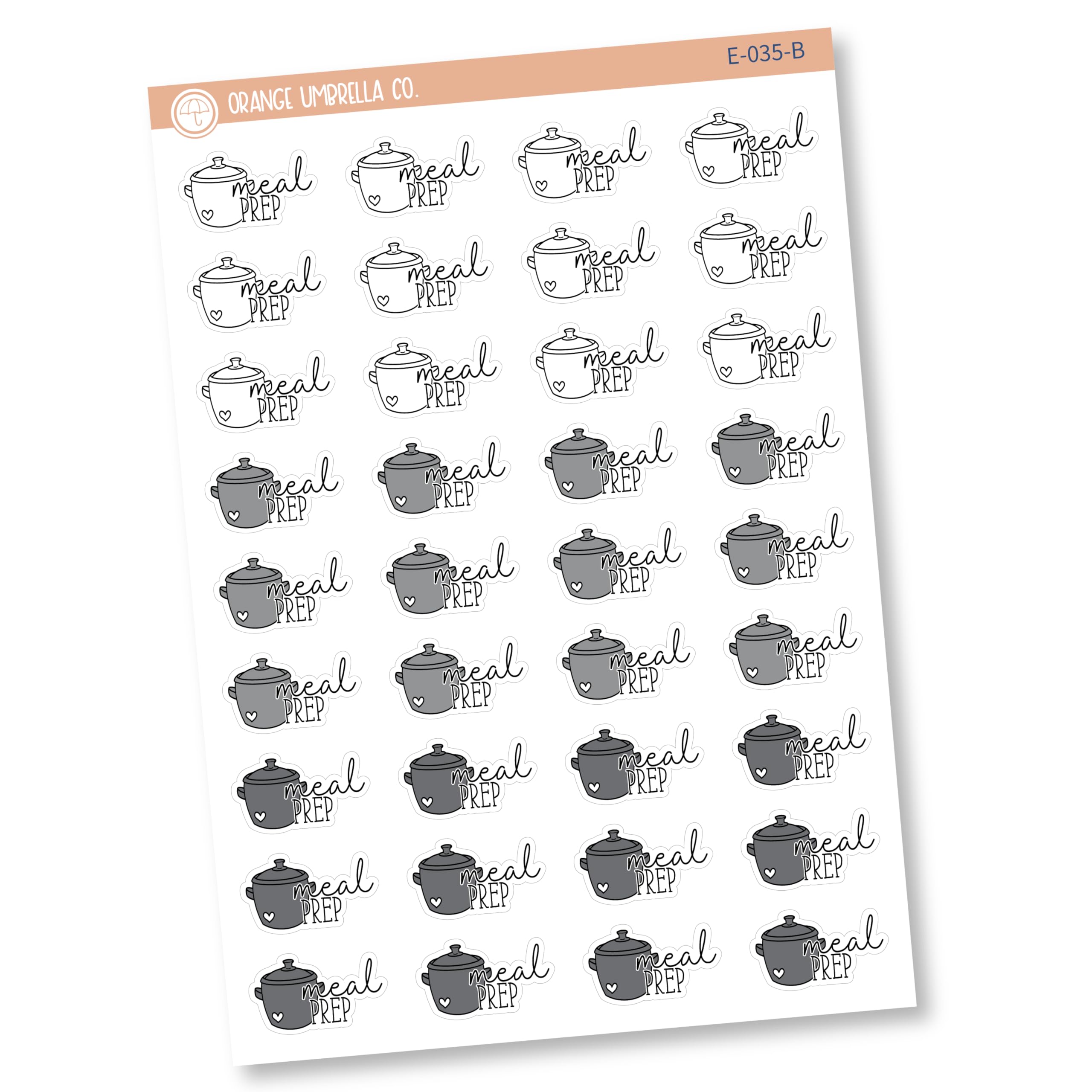 Meal Prep Planner Stickers - Icon Script Labels for Food Planning & Organization - Perfect for Meal Prepping, Kitchen Organization & Bullet Journals (FC11 E-035-B)