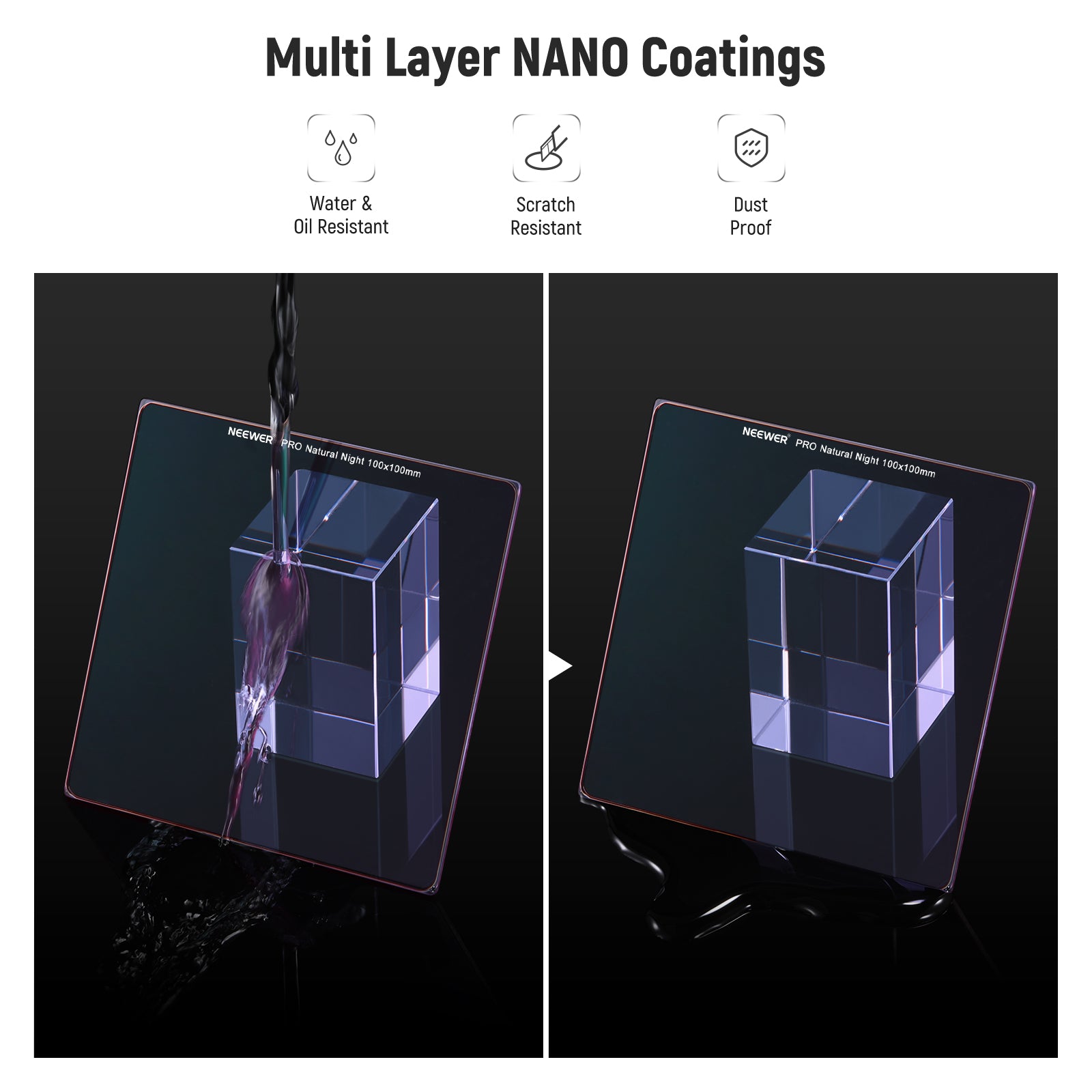 NEEWER FL SQ6 100x100mm Square Photography Filter for Night & Low Light Shooting - Perfect for Landscape, Astrophotography & Long Exposure Photography