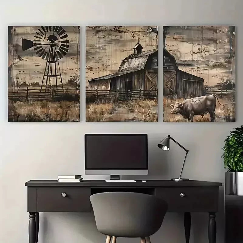 3-Piece Rustic Farmhouse Canvas Wall Art Set - 50x70cm Framed Canvas Prints - High Quality 100% Australian Made - Ready to Hang - Perfect for Living Room, Bedroom & Office Decor