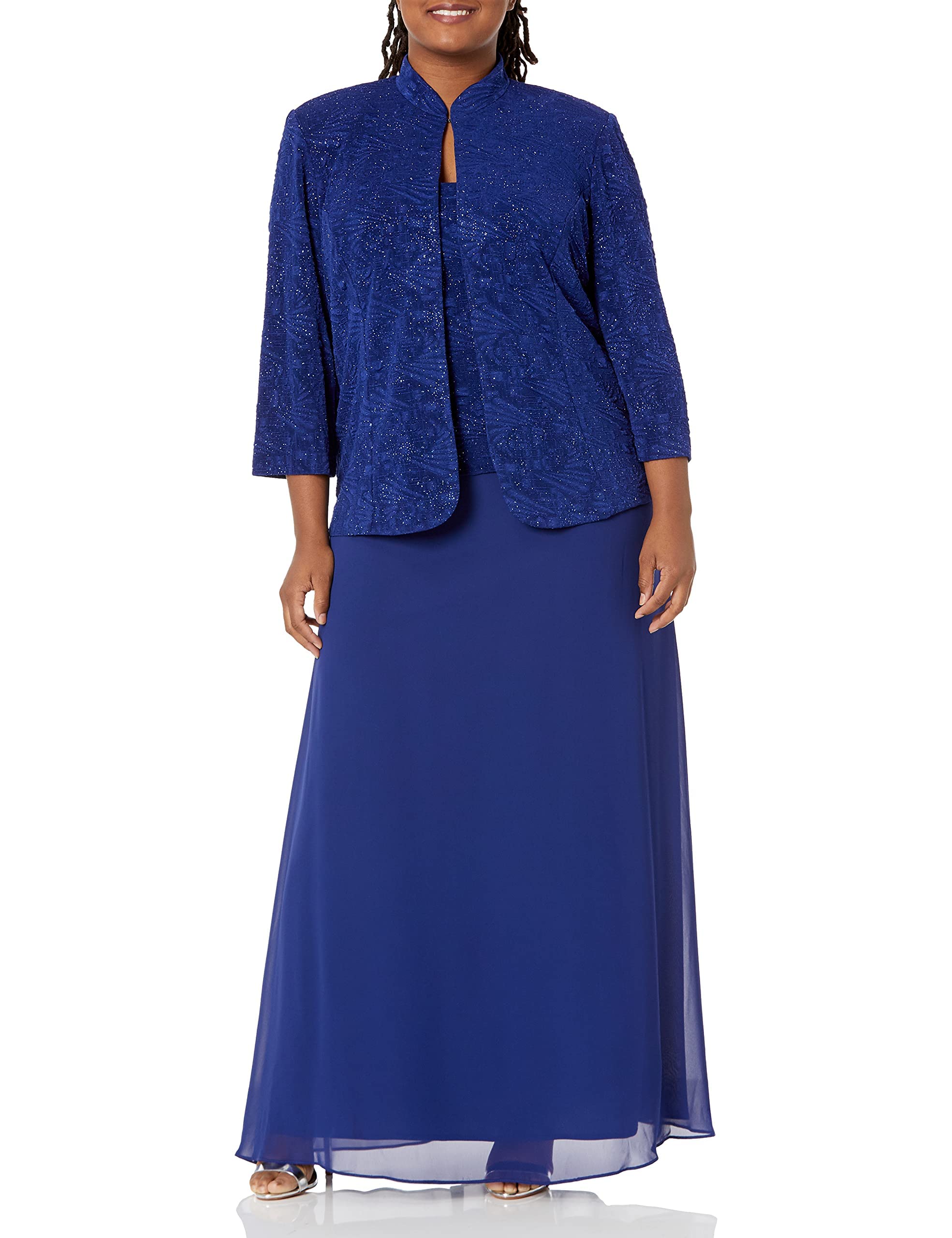 Alex Evenings Women's Long Button-Front Jacket Dress - Elegant Formal Wear for Weddings, Parties & Special Occasions