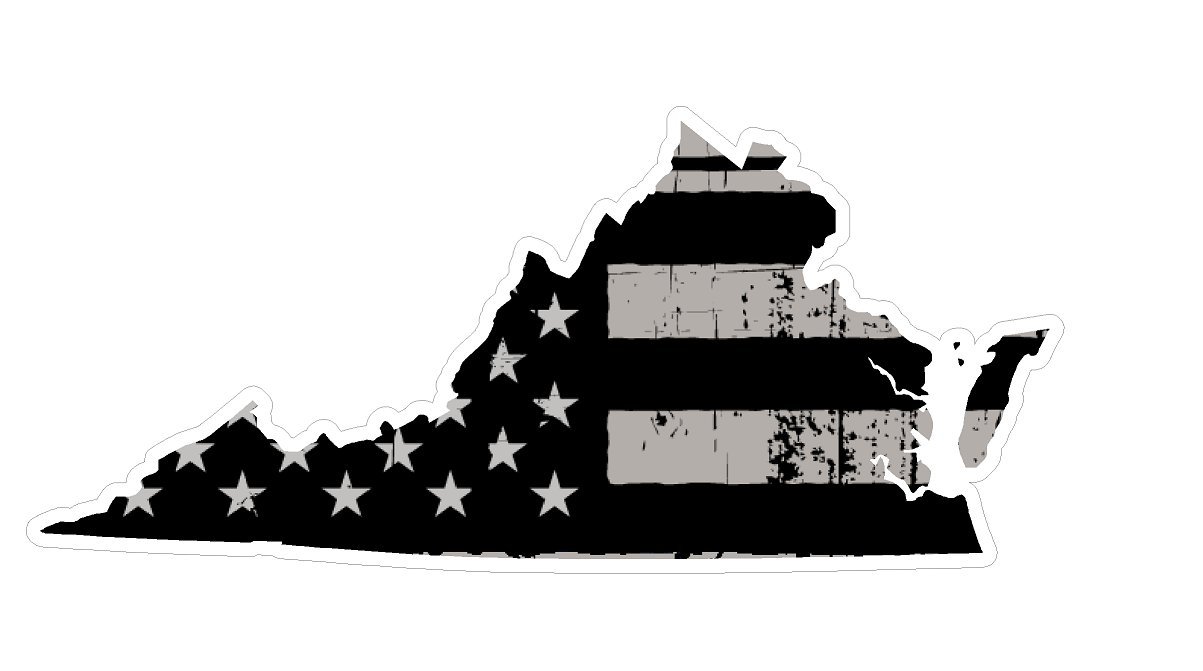 Premium Virginia State Flag Vinyl Decal - Distressed American State Pride Sticker for Cars, Trucks, Windows, Laptops - USA Flag Black & White Design - Waterproof 5 Inch - Perfect for Outdoor Use, Travel & Patriotic Decor