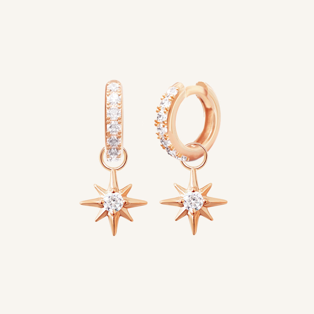 Contentment Star Crystal Hoops Earrings for Women - Elegant Sparkling Rhinestone Dangle Earrings for Party, Wedding & Everyday Wear
