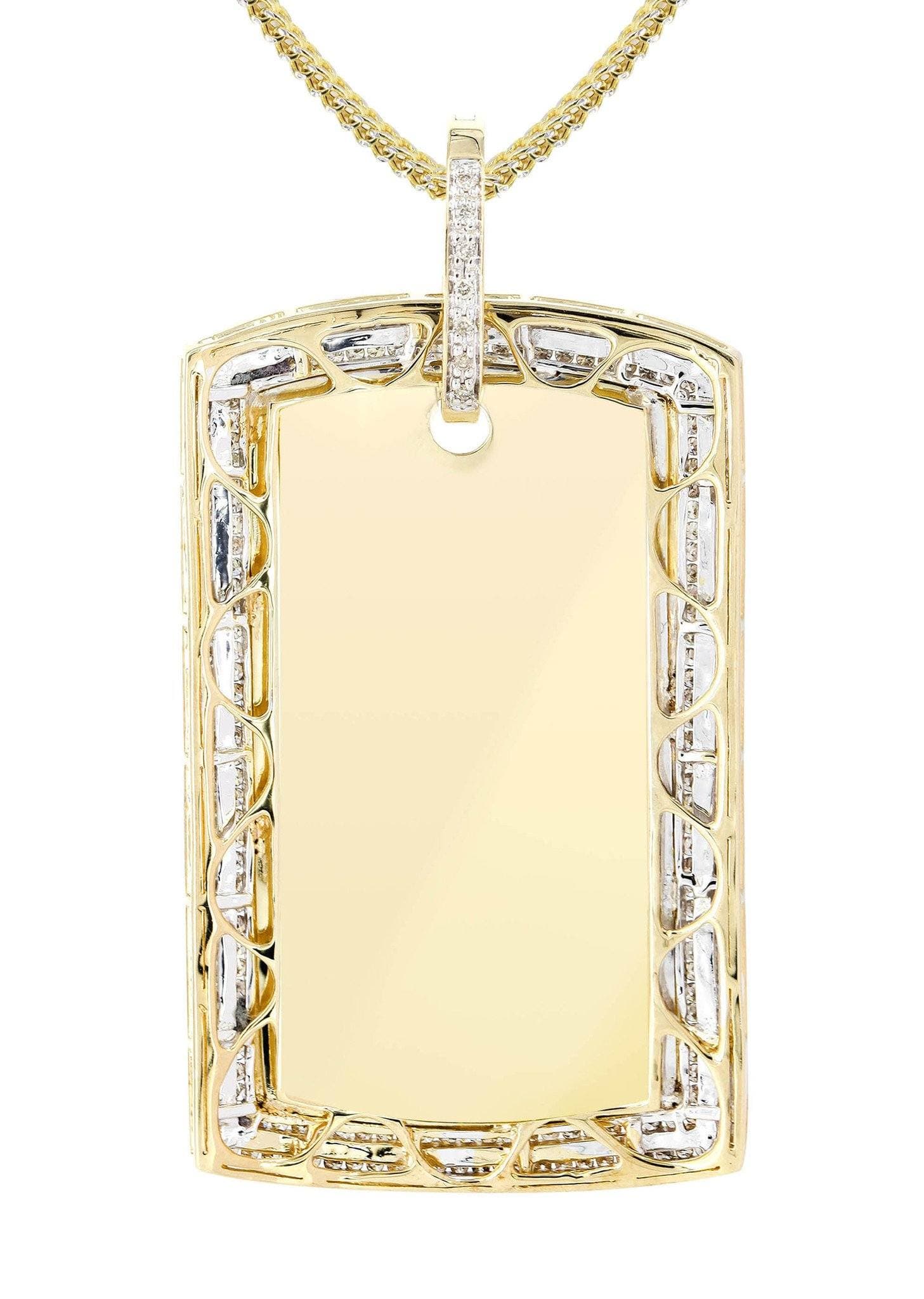 10K Yellow Gold Diamond Dog Tag Necklace for Men & Women | 2.42 Carats | Perfect Gift for Anniversary, Birthday & Valentine's Day