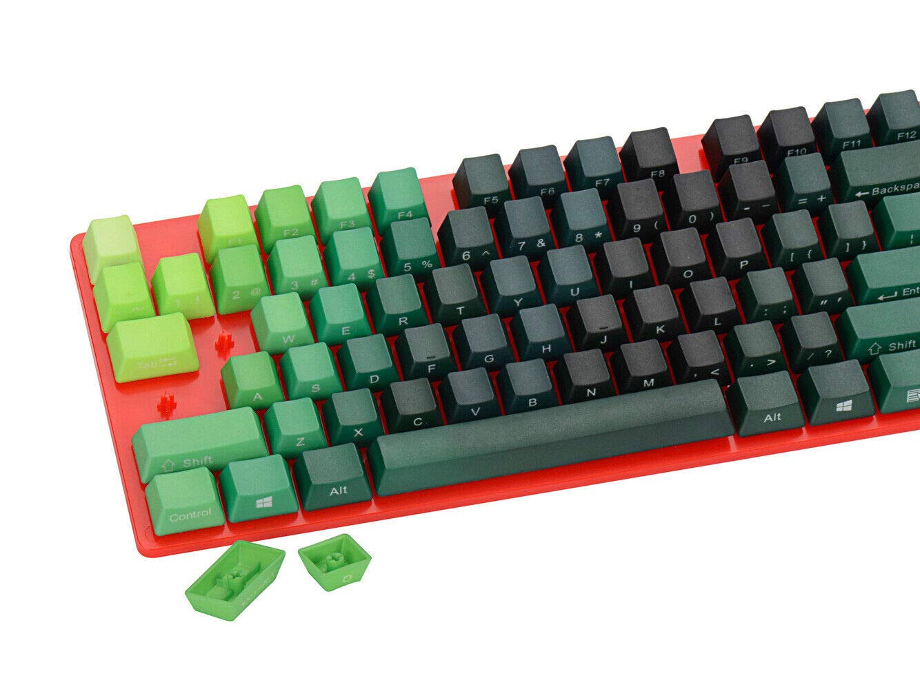Gradient PBT Keycaps for Cherry MX - Side-Printed OEM Profile - Gaming & DIY (Red)