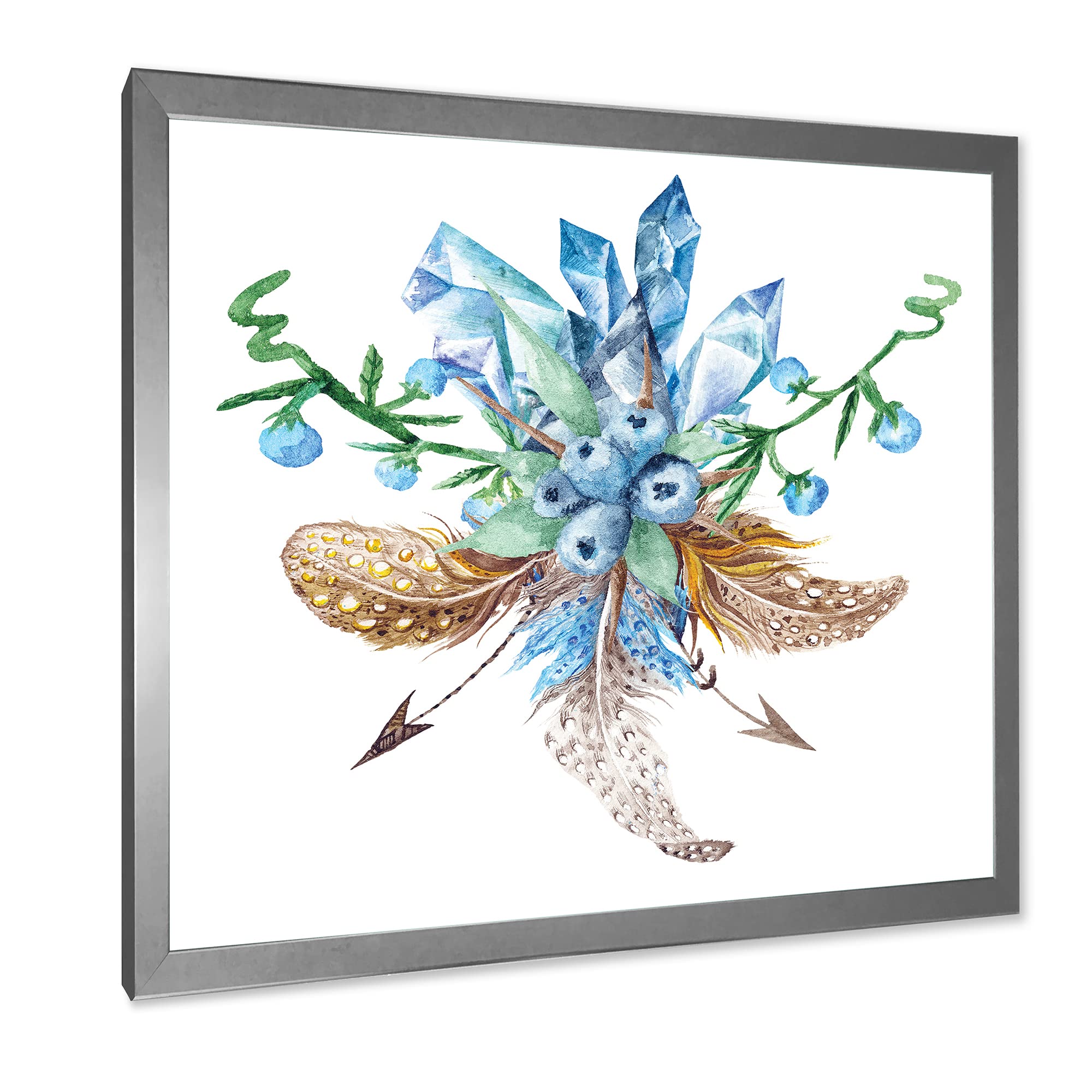 DesignQ Fresh Tribal Vignette Wild Forest Wreath Framed Wall Art - Traditional Home Decor for Living Room, Bedroom & Office