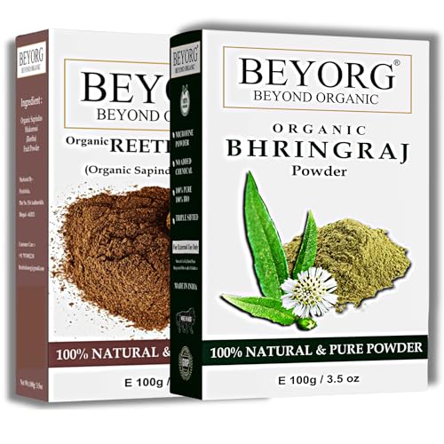 Reetha Powder & Bhringraj Powder Hair Care Pack for Damaged & Weak Hair | 100% Pure Natural Ayurvedic Treatment | Scalp Rejuvenation & Hair Growth | Perfect for Dry Scalp, Dandruff & Split Ends