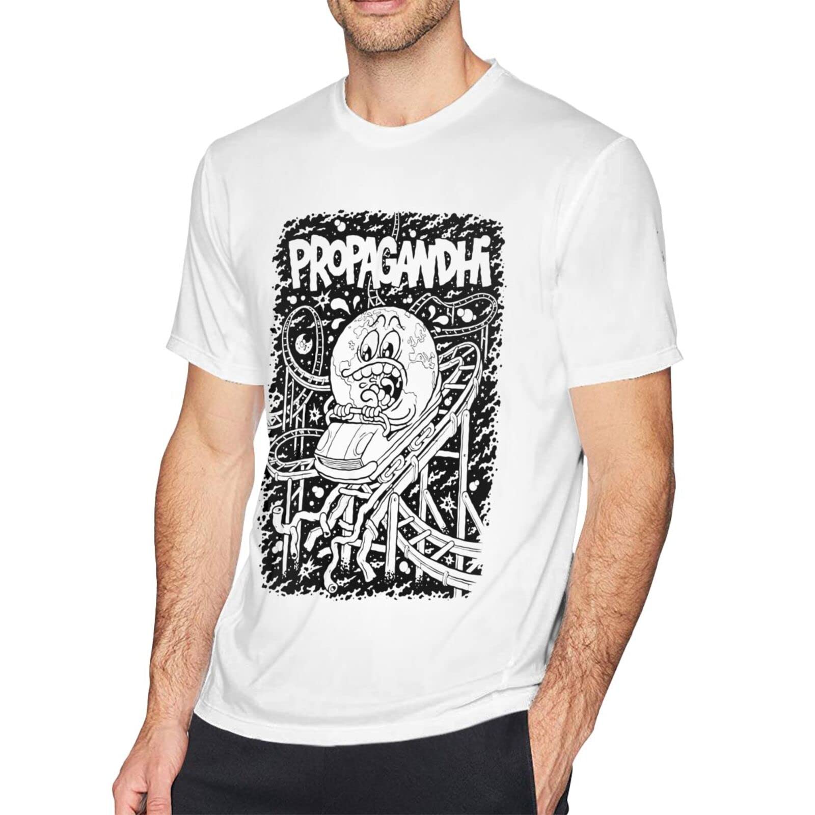 Beahala Propagandhi Men's Graphic T-Shirt - Summer Round Neck Short Sleeve Cotton Tee - White Casual Shirt for Streetwear, Concerts & Everyday Outfits
