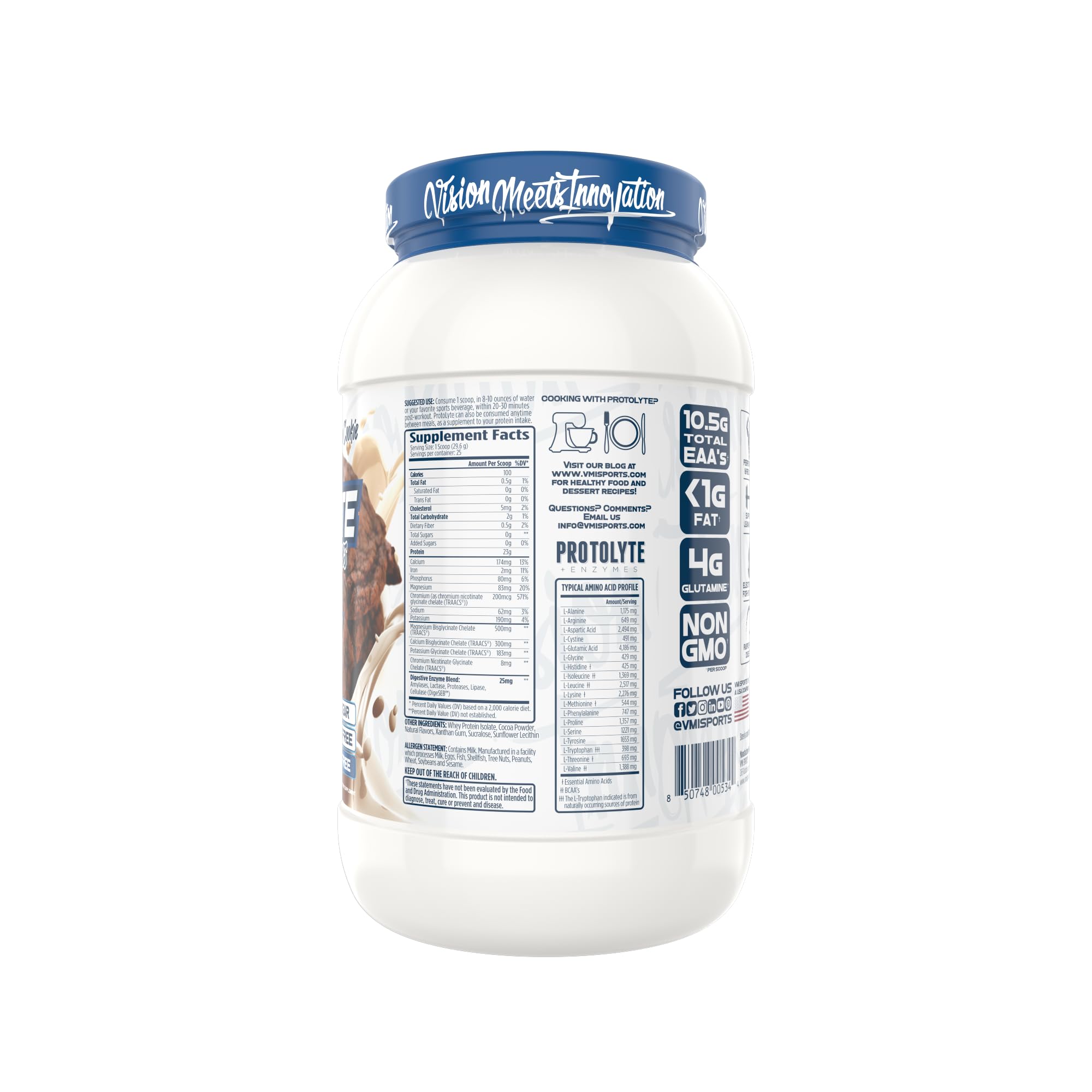 VMI Sports ProtoLyte Whey Isolate Protein Powder - Chocolate Fudge Cookie Flavor, 1.63 lbs (740g) | Premium Low-Carb Muscle Recovery Supplement for Post-Workout & Fitness Enthusiasts
