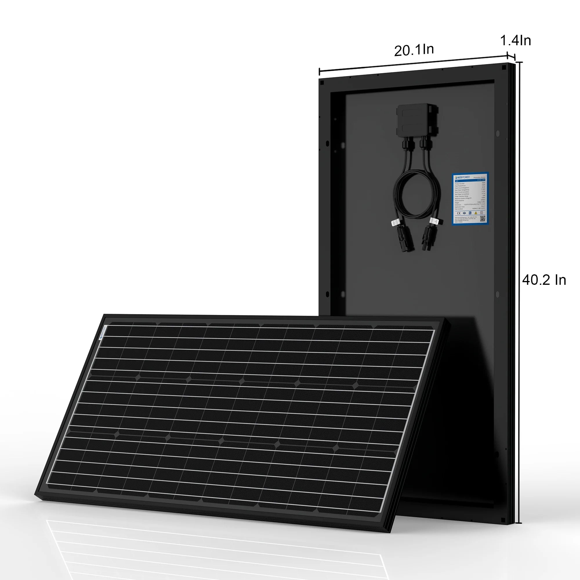 ACOPOWER 100W Monocrystalline Solar Panel for RV, Boat, Camping - High Efficiency Portable Solar Charger for Off-Grid Power