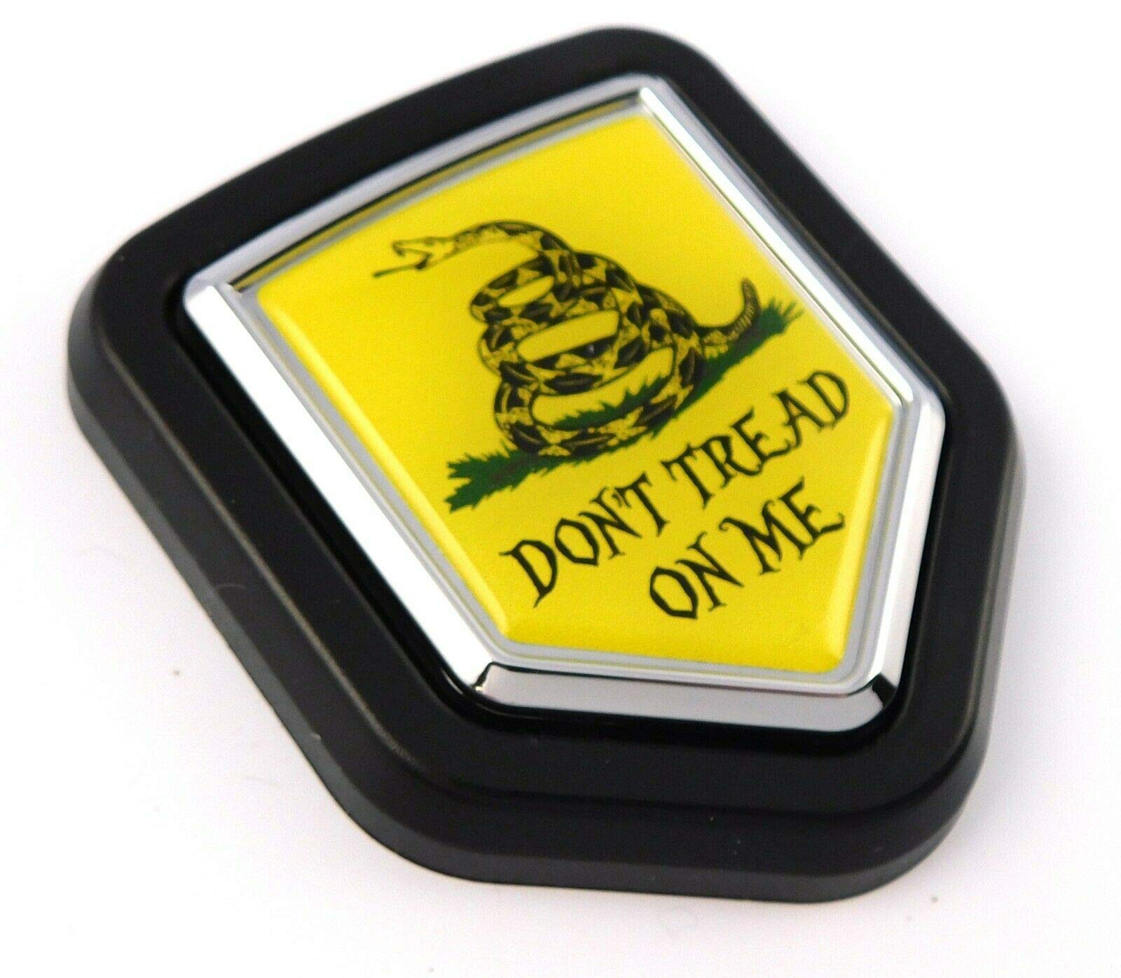 Don't Tread on Me Flag Chrome Emblem 2.6x3.1