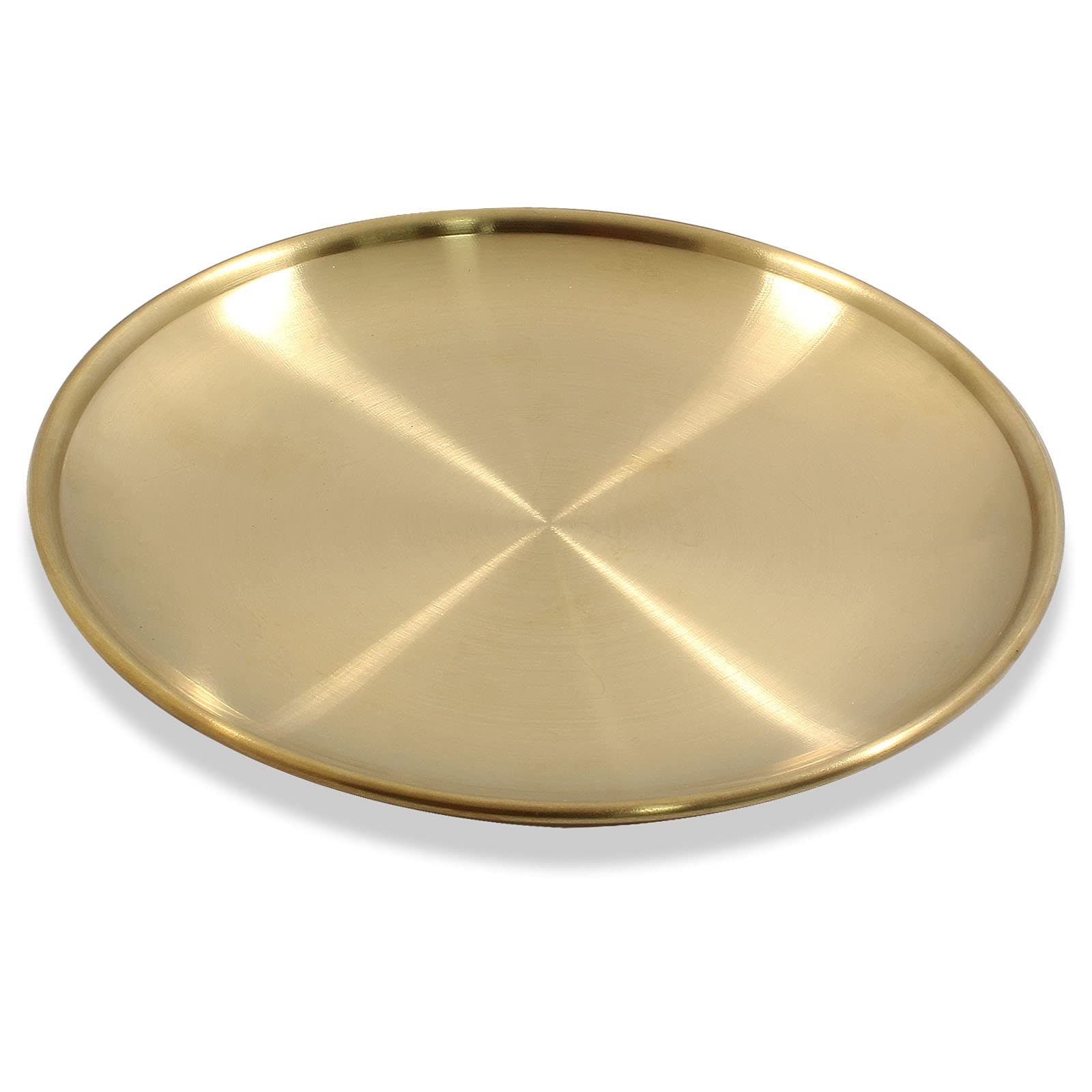 6.69 Inch Stainless Steel Round Gold Tray - Multi-Purpose Serving Tray for Bathroom Towels, Cosmetics, Jewelry, Fruit & Candy - Elegant Decorative Storage Solution for Home, Hotel or Spa