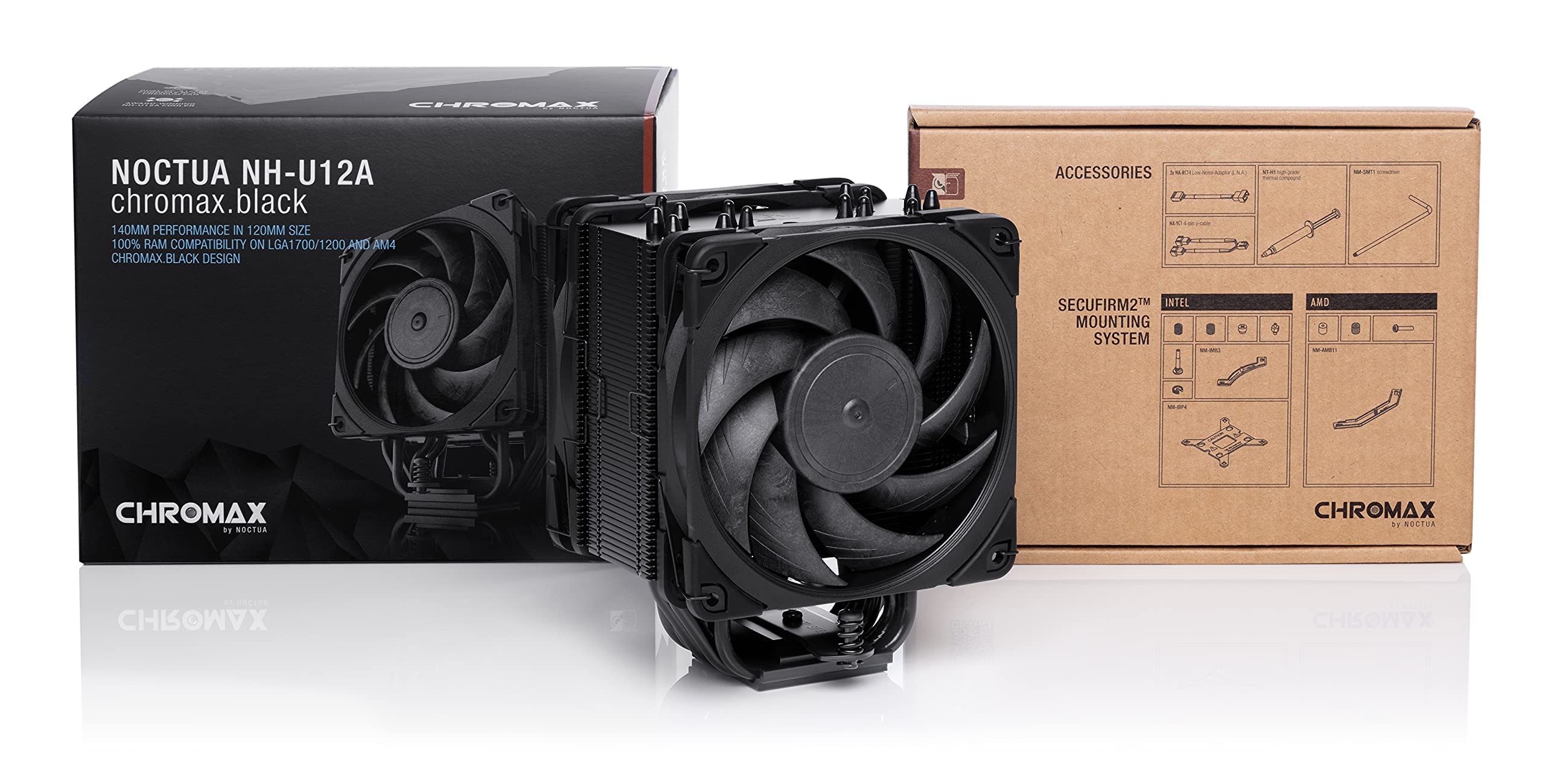 Noctua NH-U12A chromax.Black Premium CPU Cooler with NA-HC8 Heatsink Cover - High Performance Air Cooling for Gaming PC, Workstation & Overclocking - Silent 120mm Fan for Intel/AMD Processors