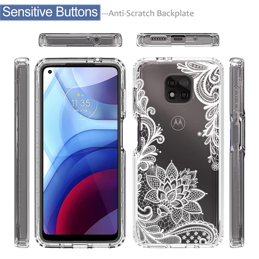 Premium Clear Mandala Phone Case for Motorola Moto G Power 2021 (XT2117) with Tempered Glass Screen Protector - Shockproof Full Body Protective Cover for Women & Men - Perfect for Daily Use, Travel and Outdoor Activities