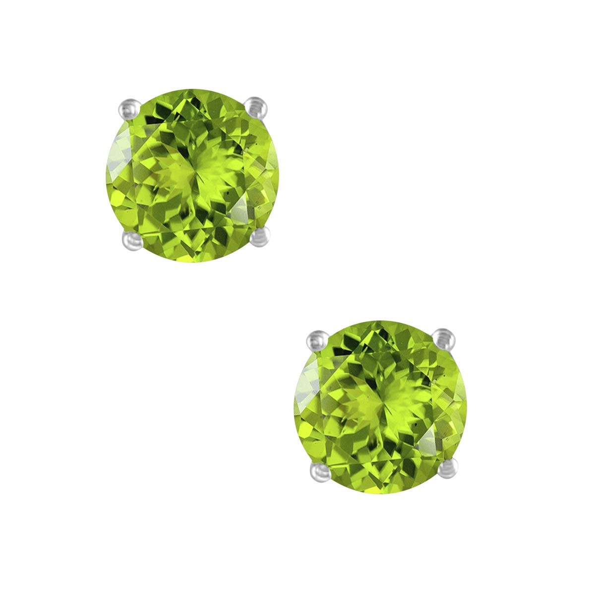 14K White Gold Round Peridot Earrings for Women - Prong-Setting Gemstone Wedding Jewelry Collection | Perfect for Bridal, Anniversary & Special Occasion Gifts