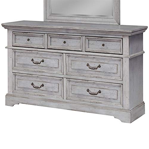 BOWERY HILL 7-Drawer Dresser in Antique Grey - Vintage Style Bedroom Furniture for Storage & Organization - Perfect for Master Bedroom, Guest Room, or Dorm Decor