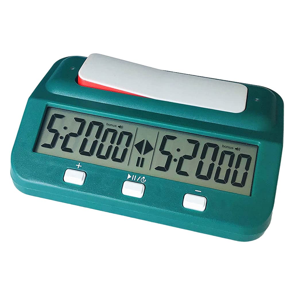 Newmind Compact Digital Chess Clock Timer - Battery-Powered Board Game Tournament Timer with Hour Meter in Green | Perfect for Chess, Go, Scrabble & Competitive Gaming