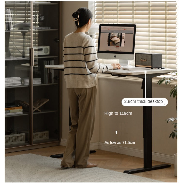 Premium Oak Solid Wood Electric Standing Desk - Adjustable Height Ergonomic Workstation for Home & Office - Perfect for Remote Work, Gaming & Study