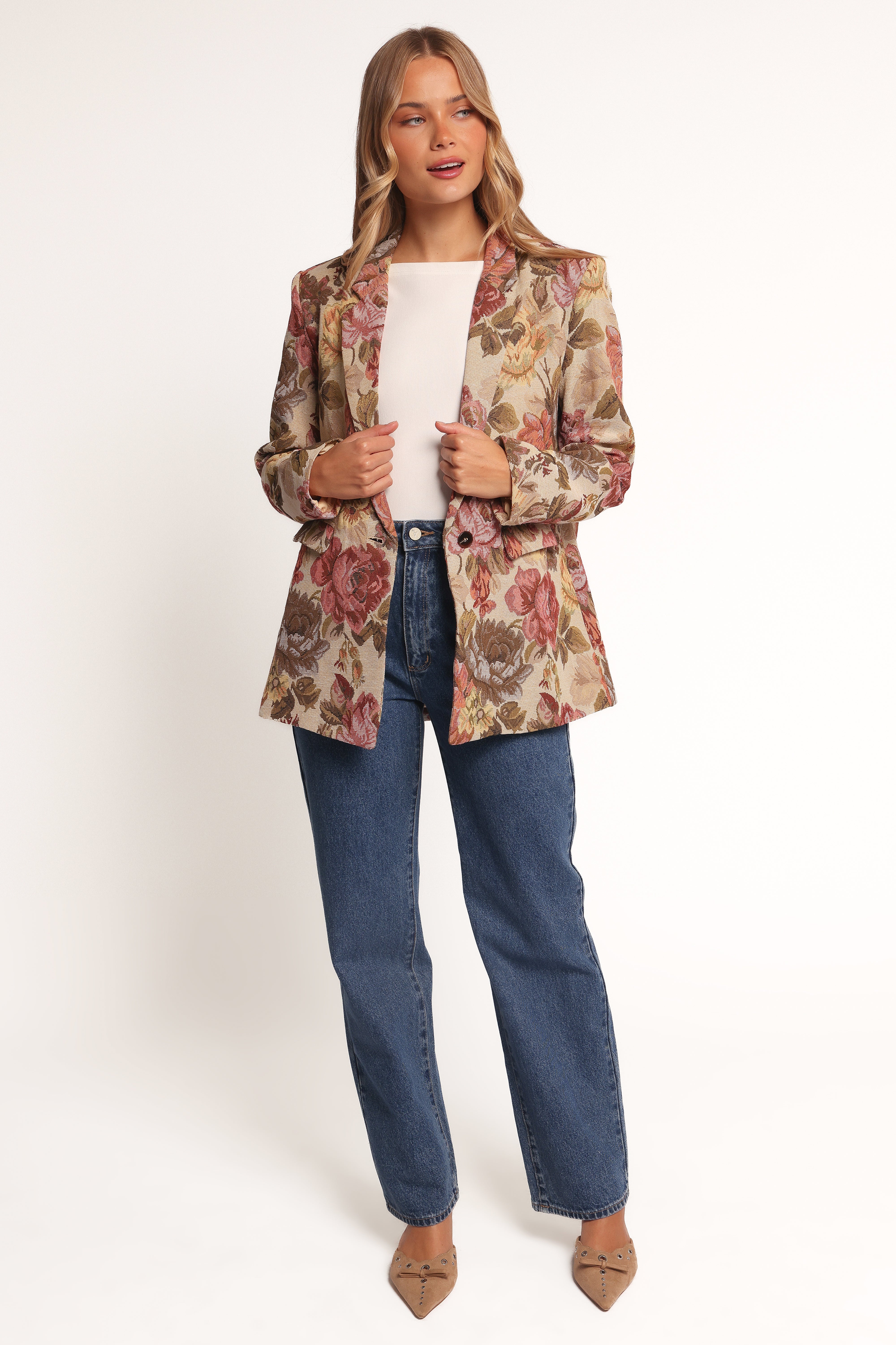 Stylish Dawn Oversized Blazer with Floral Print - Perfect for Office Wear, Business Meetings & Formal Occasions