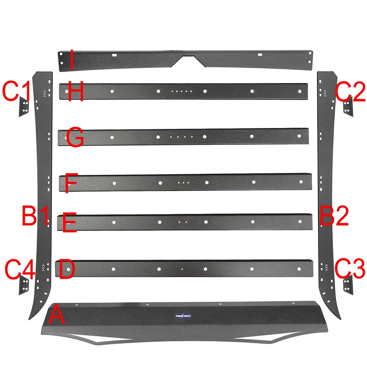 Hooke Road Steel Roof Rack Crossbars with LED Lights - Heavy Duty Cargo Carrier Basket for 2014-2021 Toyota Tundra Crewmax Pickup Truck | Perfect for Camping, Off-Roading & Outdoor Adventures