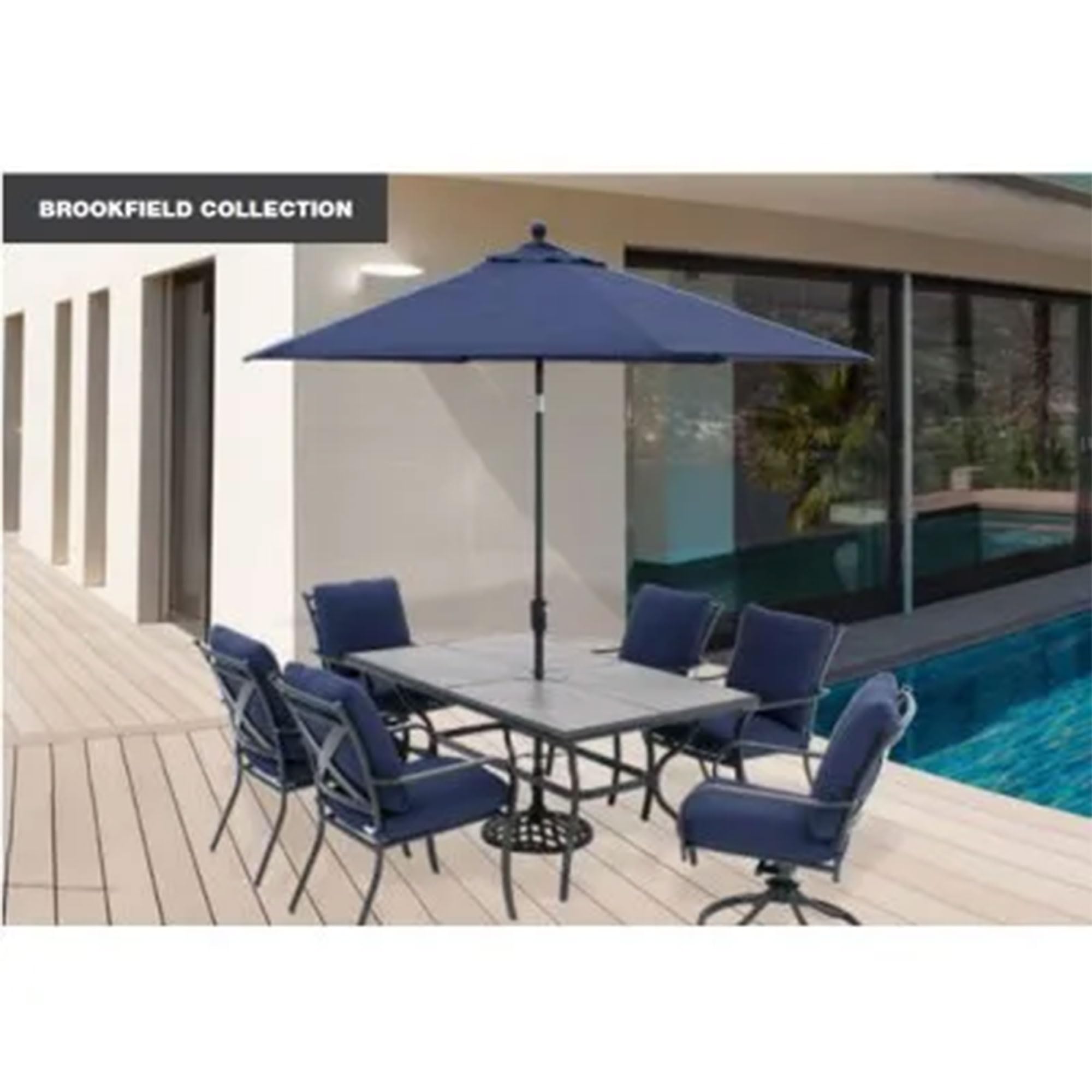 Canmore Captain Outdoor Patio Arm Chairs 4-Pack - Durable Aluminum Frame with Comfortable Olefin Cushions - Blue Backyard Furniture Set for Poolside, Garden & Deck Relaxation